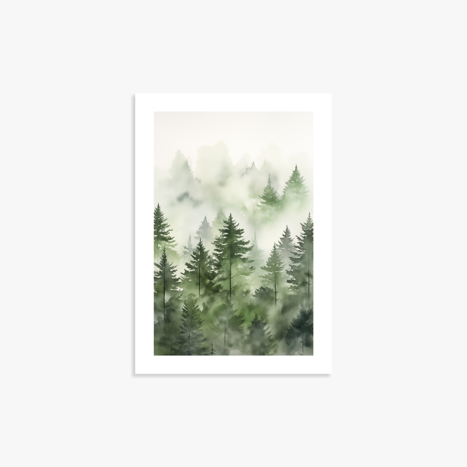Misty Pines Watercolor, 21x30cm Printed Poster
