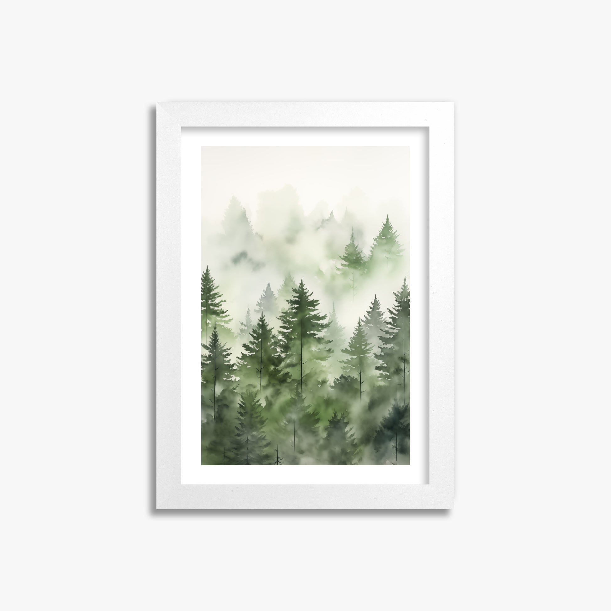 Misty Pines Watercolor, 21x30cm Whitek Framed Art Reproduction