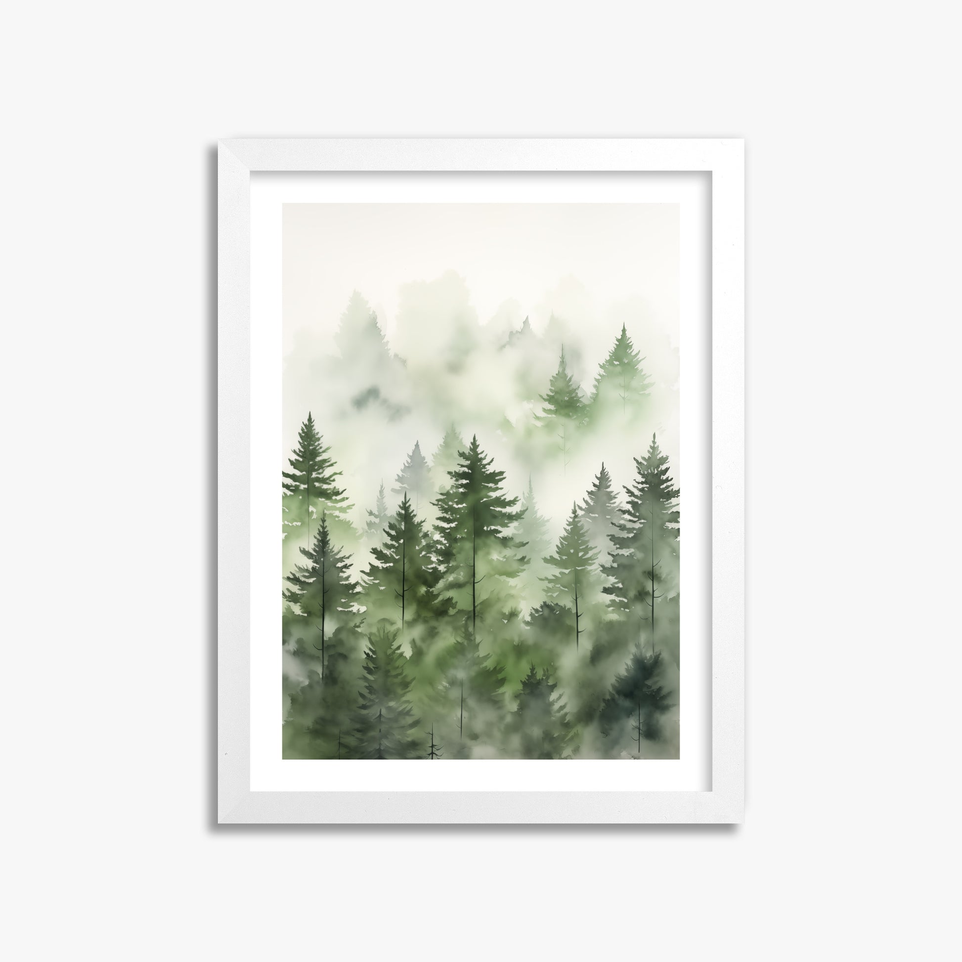 Misty Pines Watercolor, 30x40cm Whitek Framed Art Reproduction