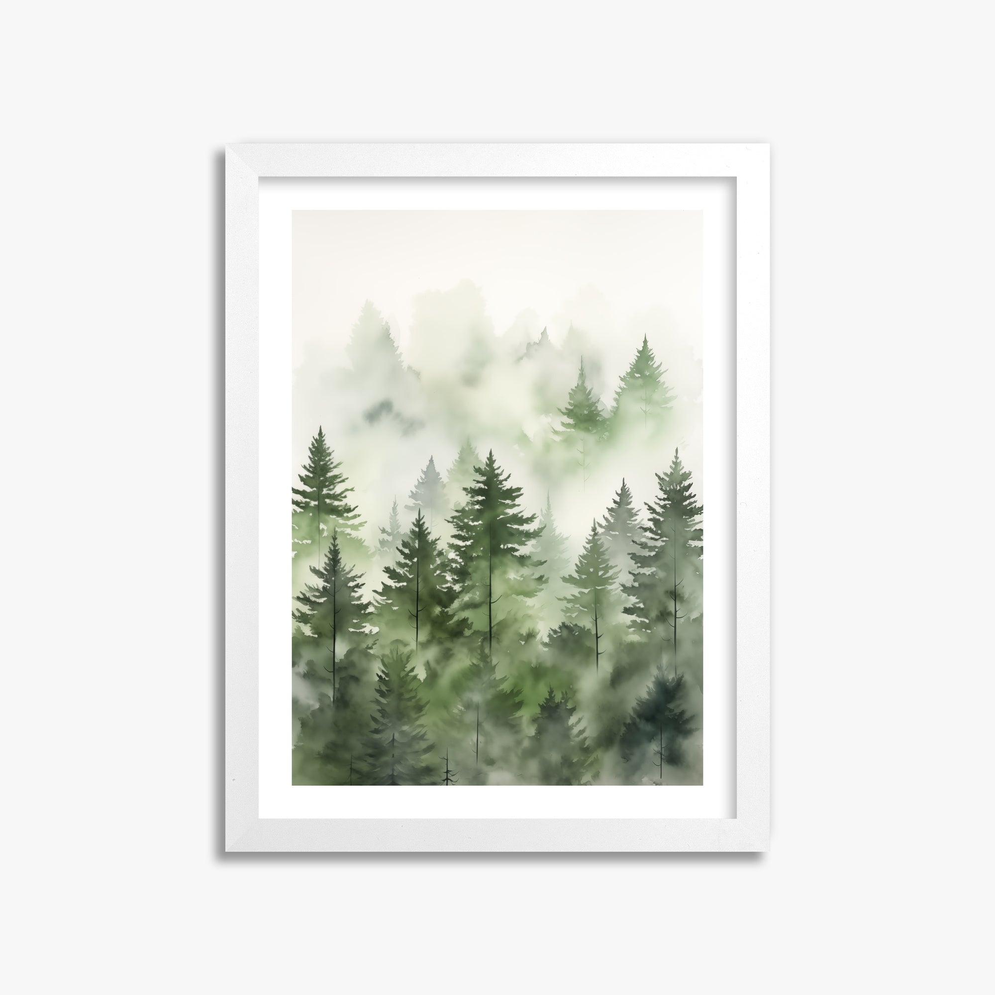Misty Pines Watercolor, 30x40cm Whitek Framed Art Reproduction