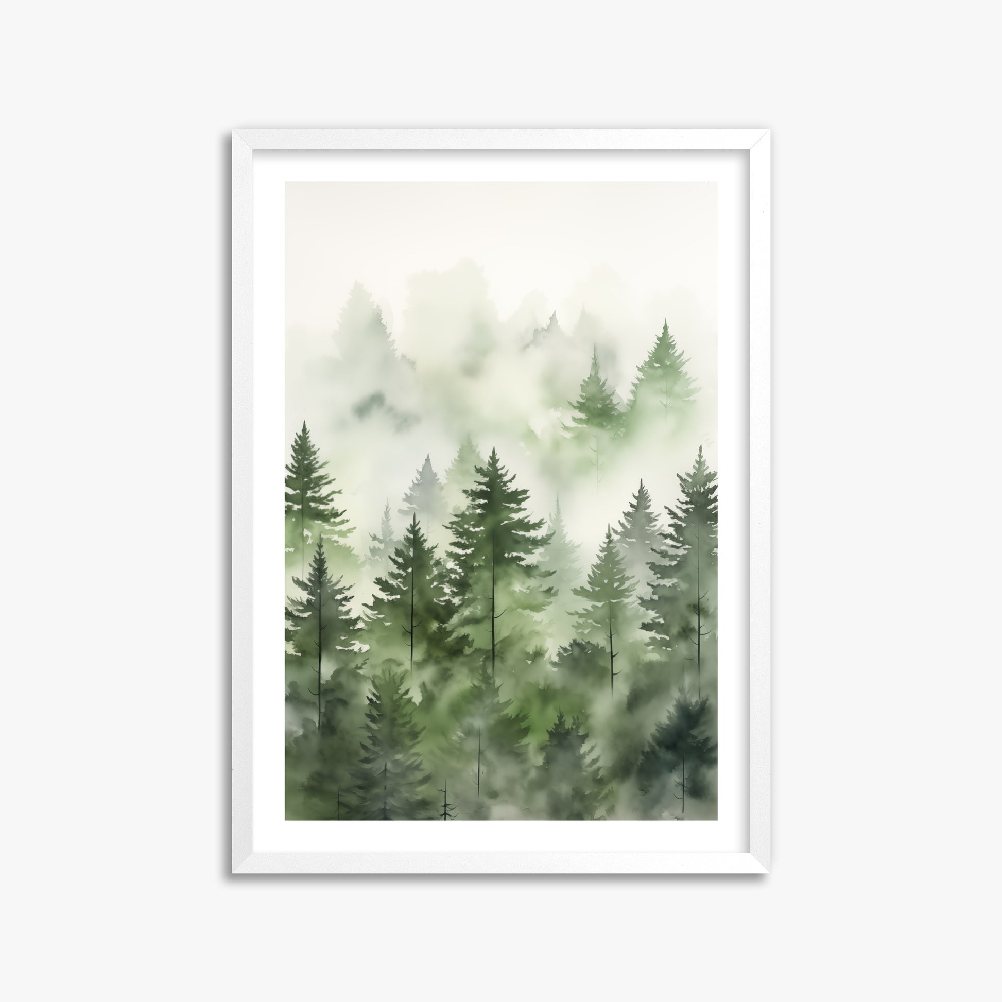 Misty Pines Watercolor, 50x70cm Whitek Framed Art Reproduction