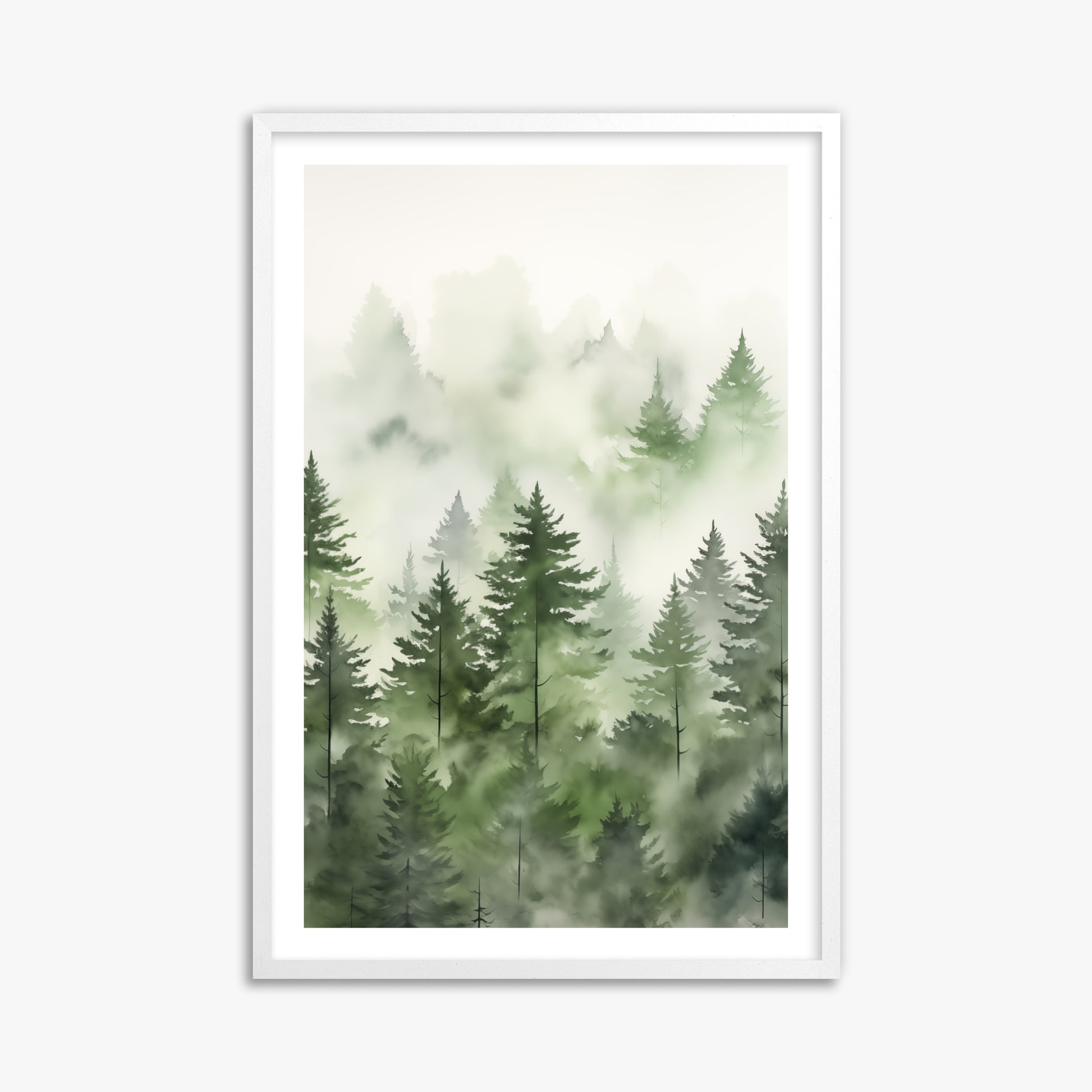 Misty Pines Watercolor, 61x91cm Whitek Framed Art Reproduction