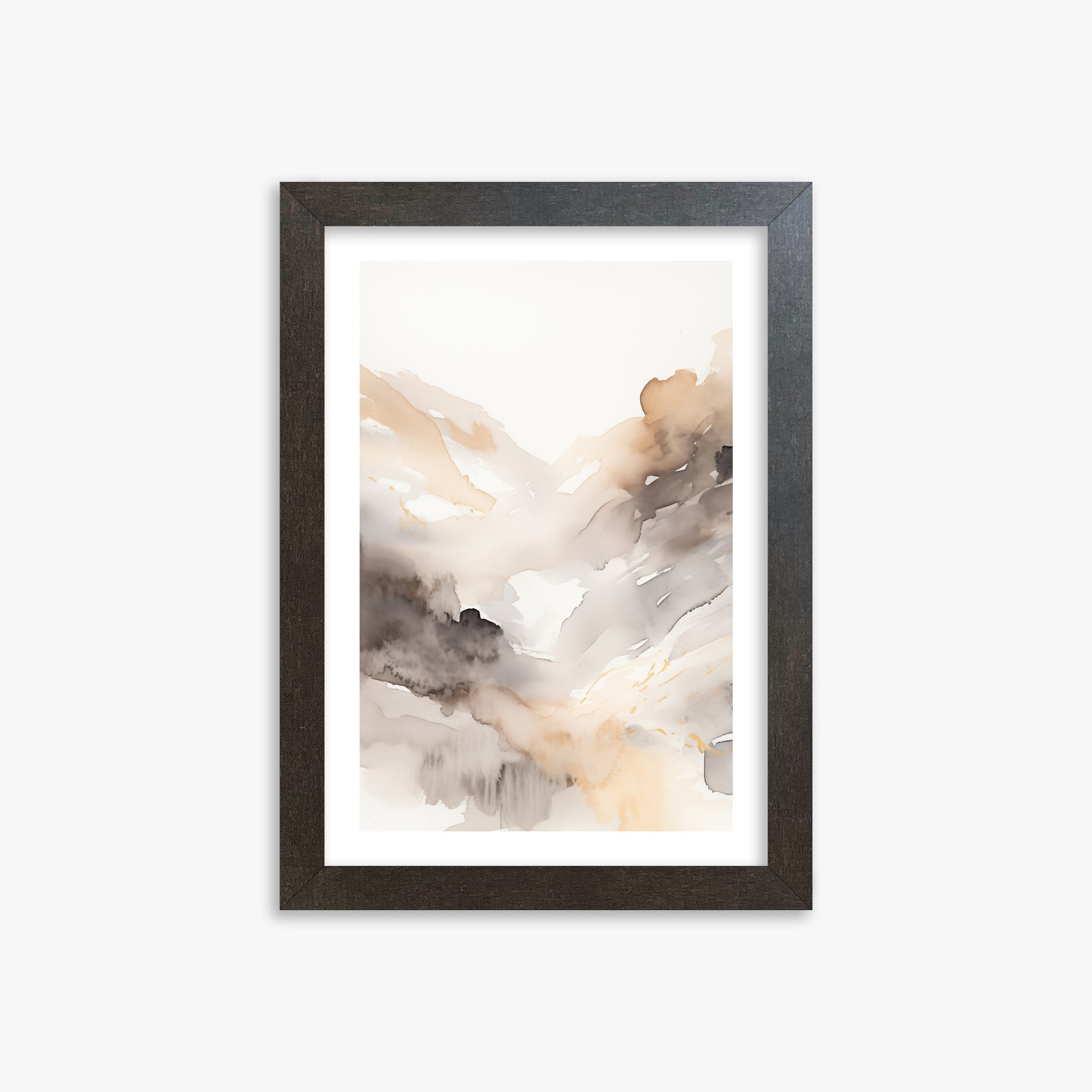 Misty Mountain Veil, 21x30cm Framed Art Reproduction With Espresso Frame