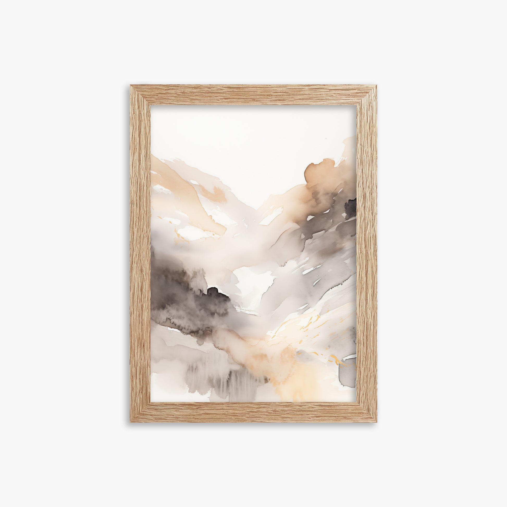 Misty Mountain Veil, 21x30cm Framed Art Reproduction With Raw Oak Frame