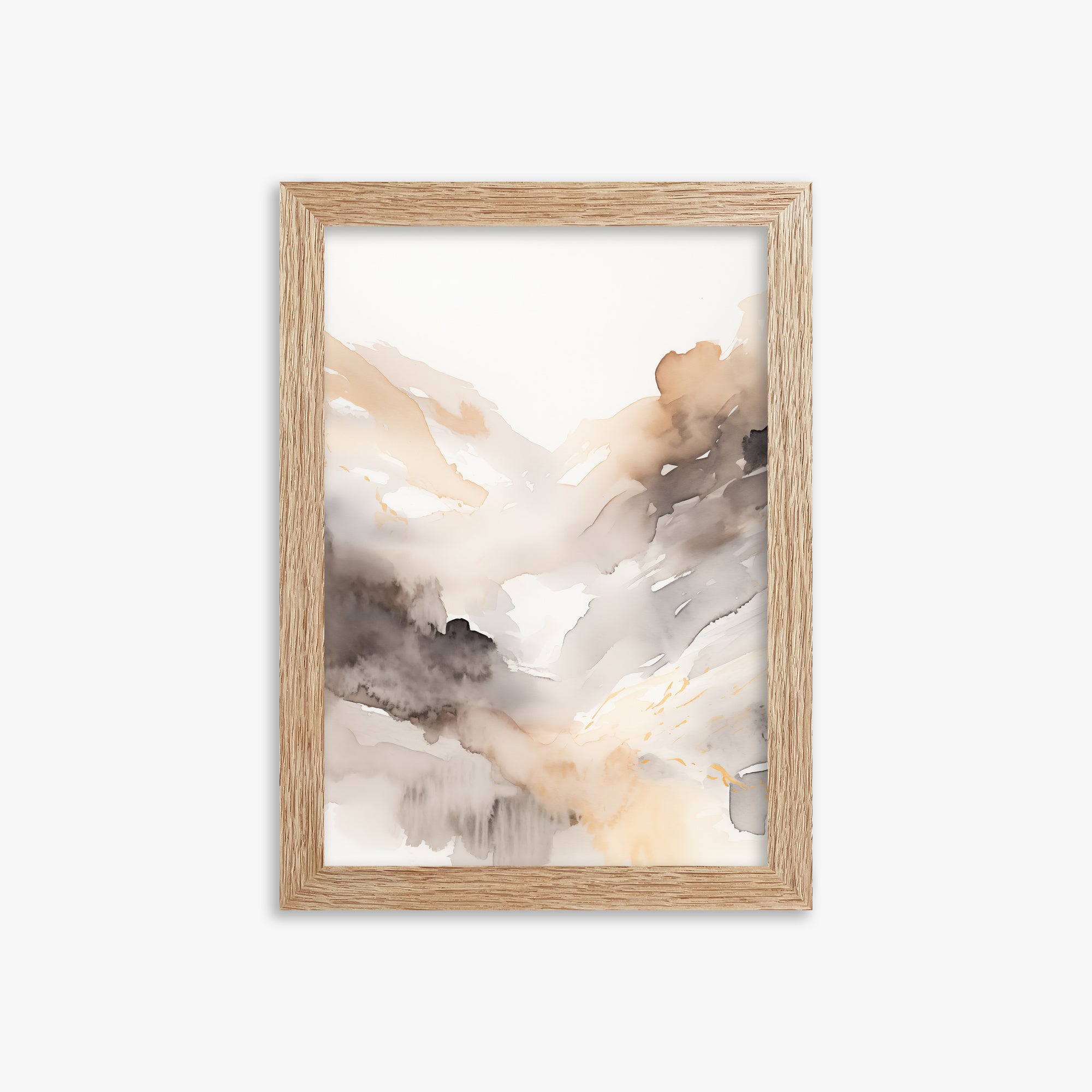 Misty Mountain Veil, 21x30cm Framed Art Reproduction With Raw Oak Frame