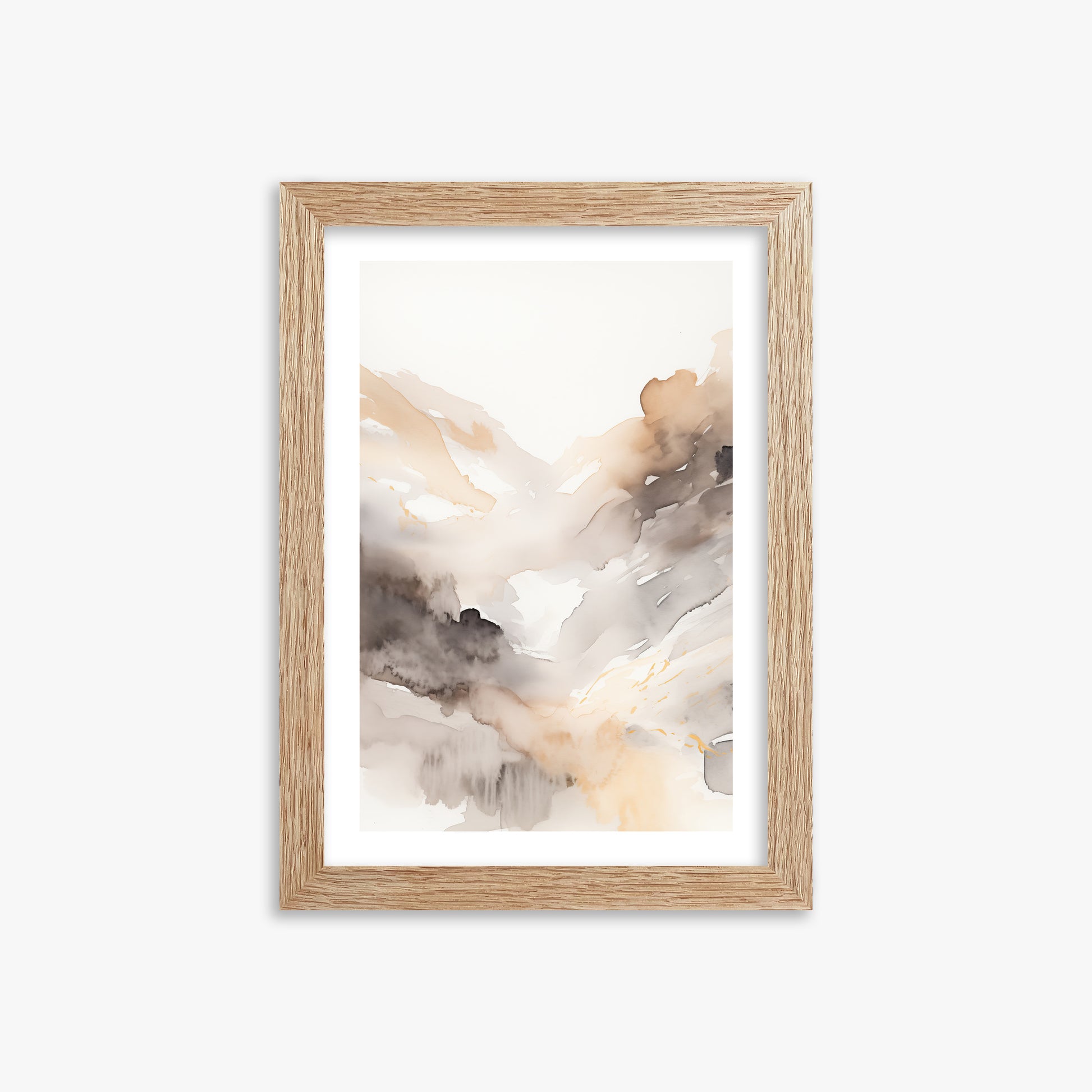 Misty Mountain Veil, 21x30cm Framed Art Reproduction With Raw Oak Frame