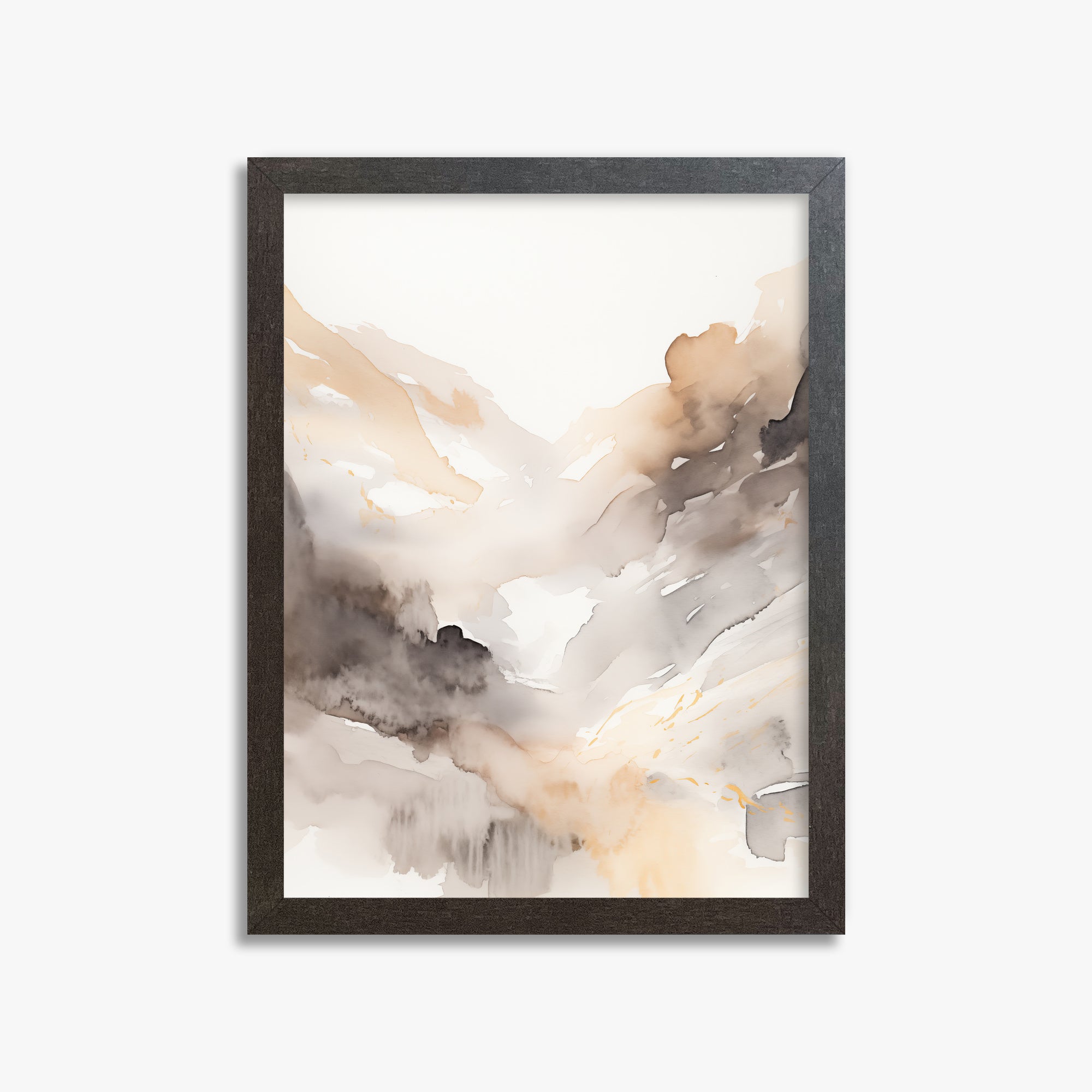 Misty Mountain Veil, 30x40cm Framed Art Reproduction With Espresso Frame