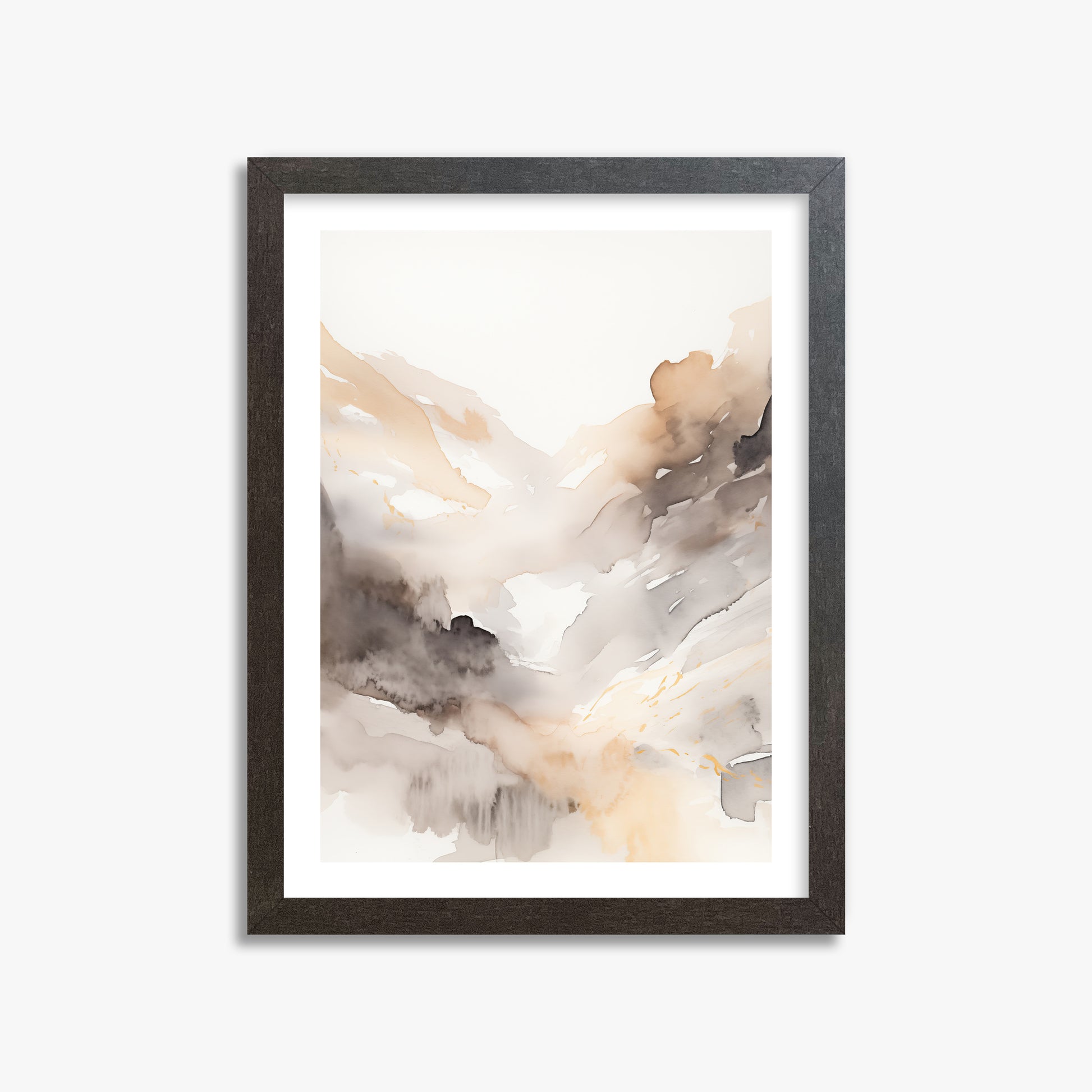 Misty Mountain Veil, 30x40cm Framed Art Reproduction With Espresso Frame
