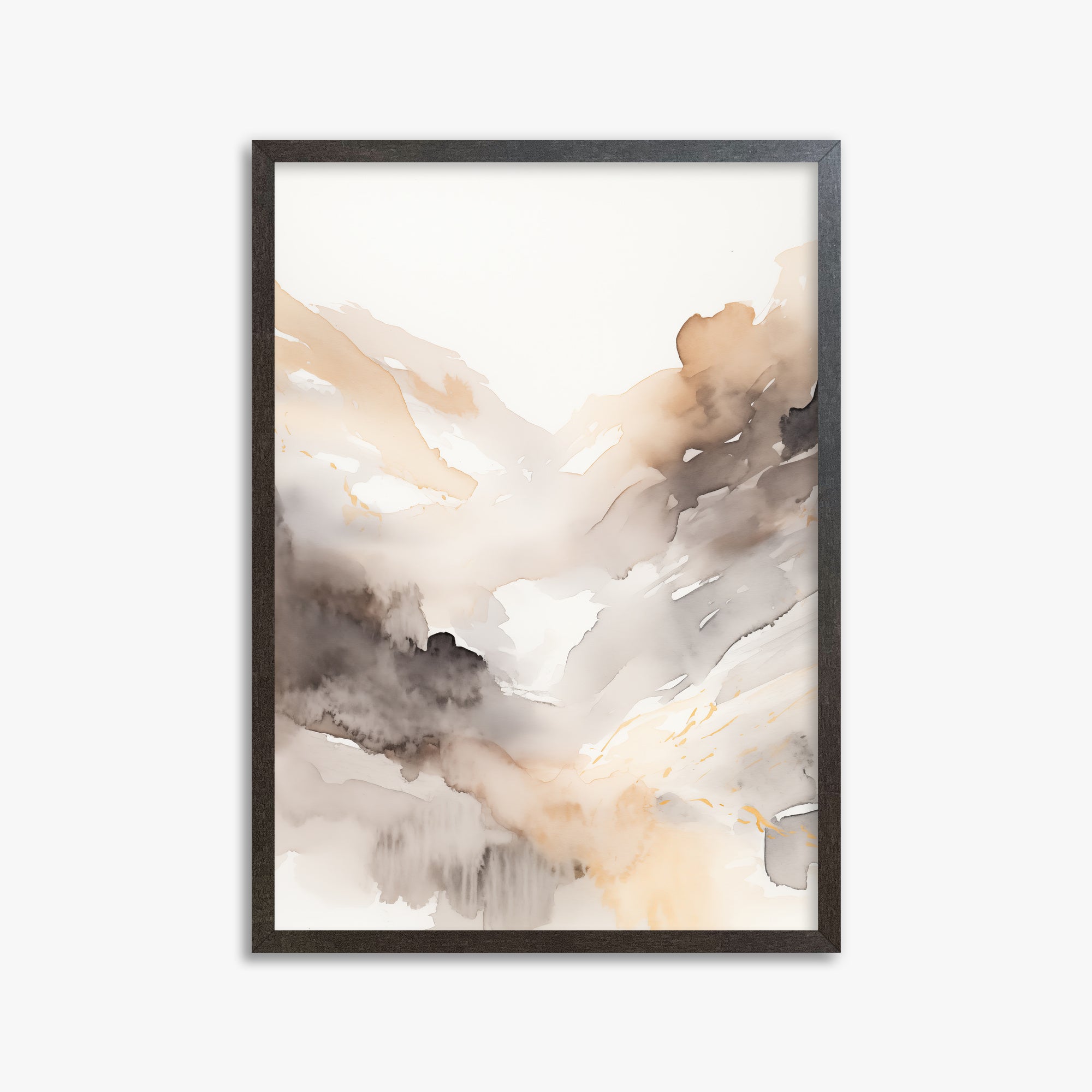 Misty Mountain Veil, 50x70cm Framed Art Reproduction With Espresso Frame