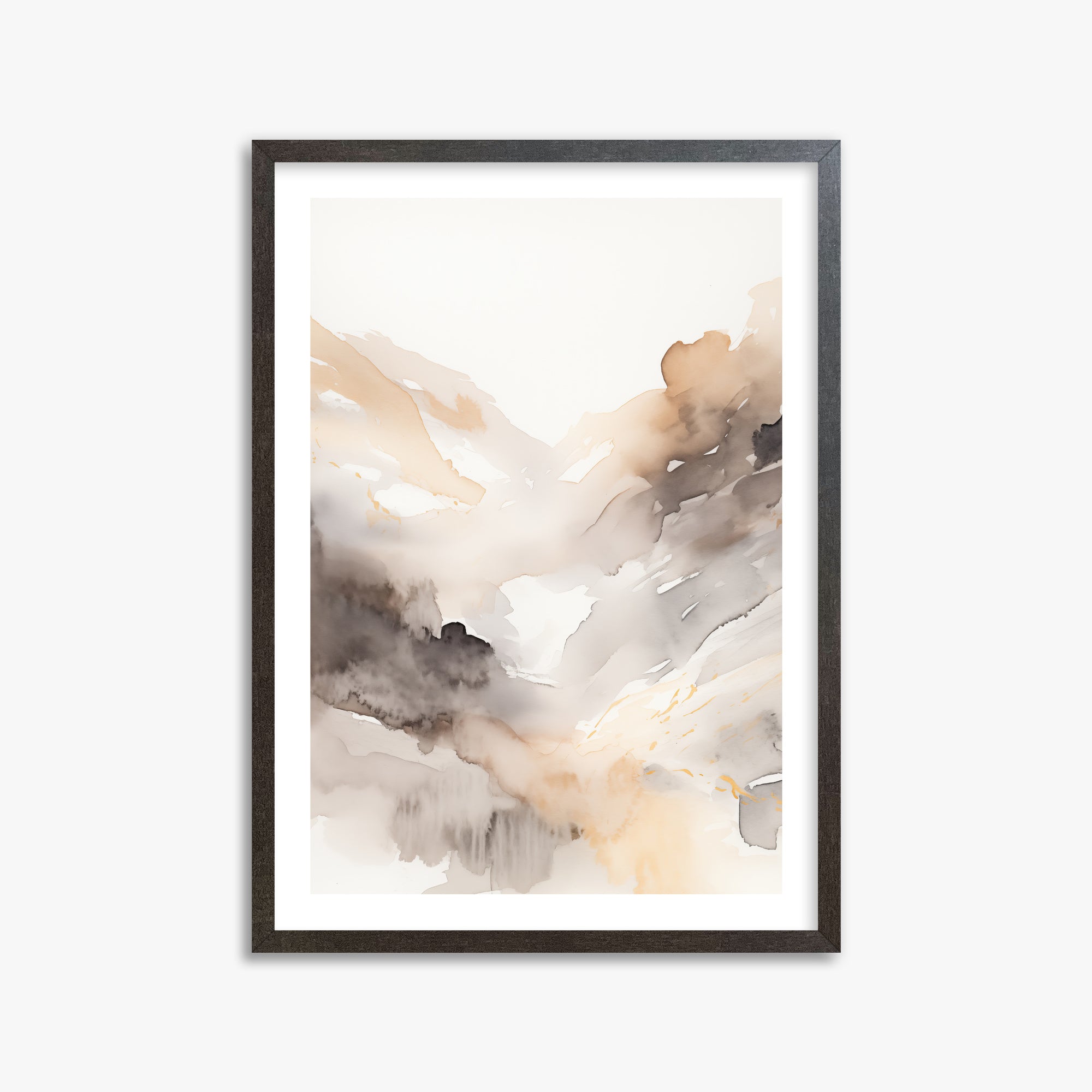 Misty Mountain Veil, 50x70cm Framed Art Reproduction With Espresso Frame