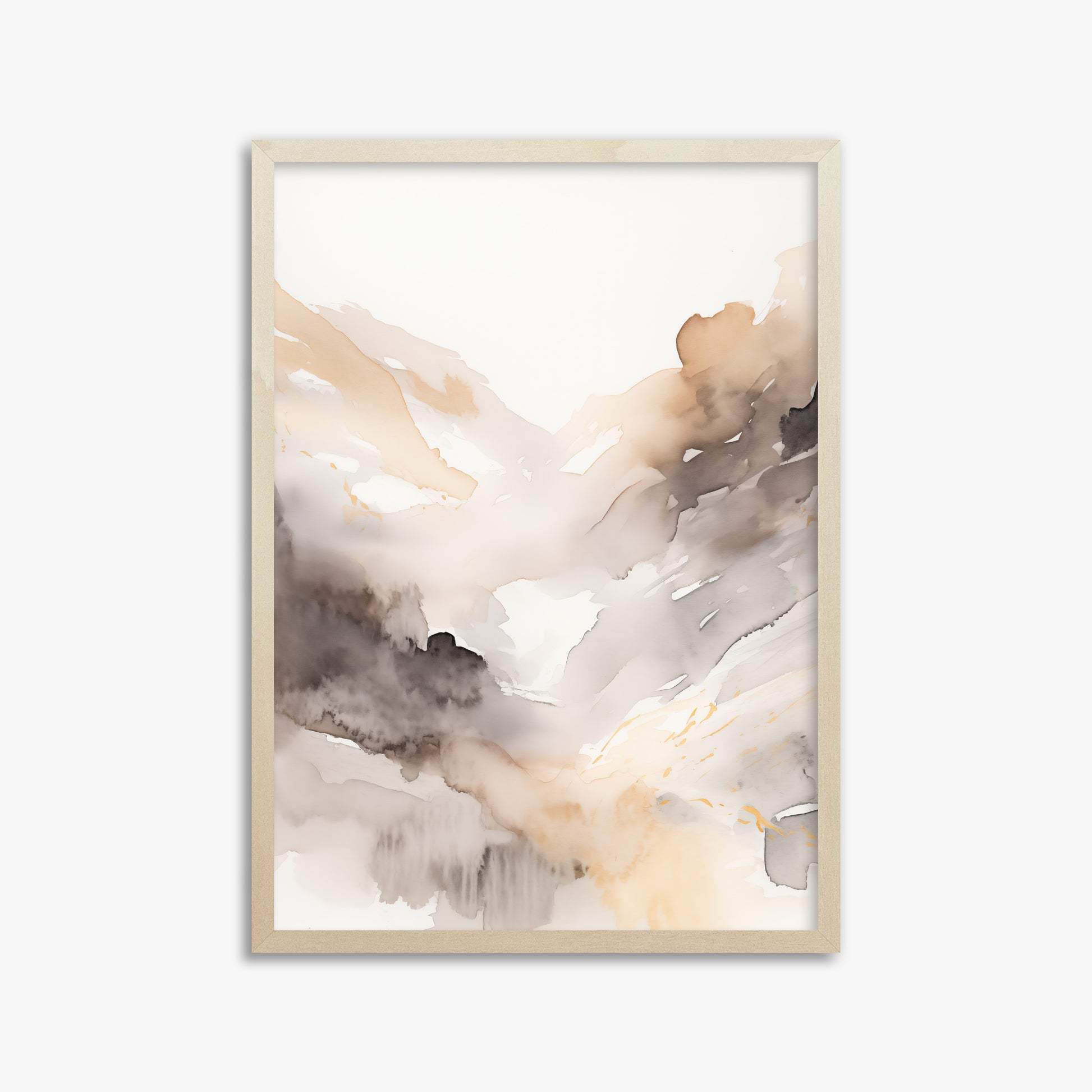 Misty Mountain Veil, 50x70cm Framed Art Reproduction With Lime Wood Frame