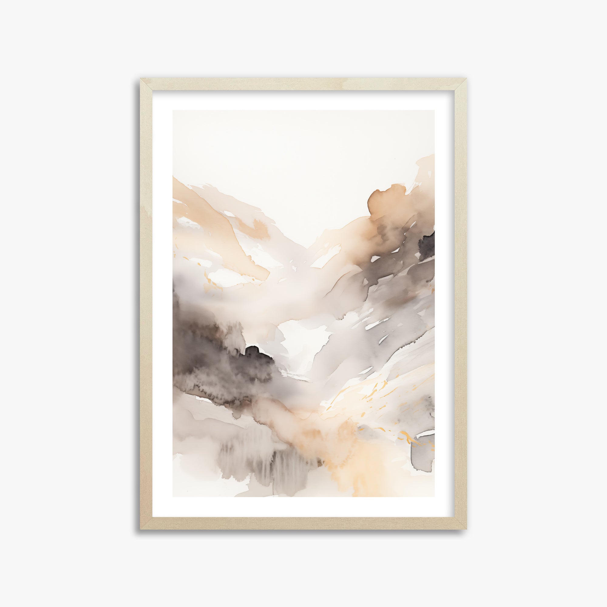 Misty Mountain Veil, 50x70cm Framed Art Reproduction With Lime Wood Frame