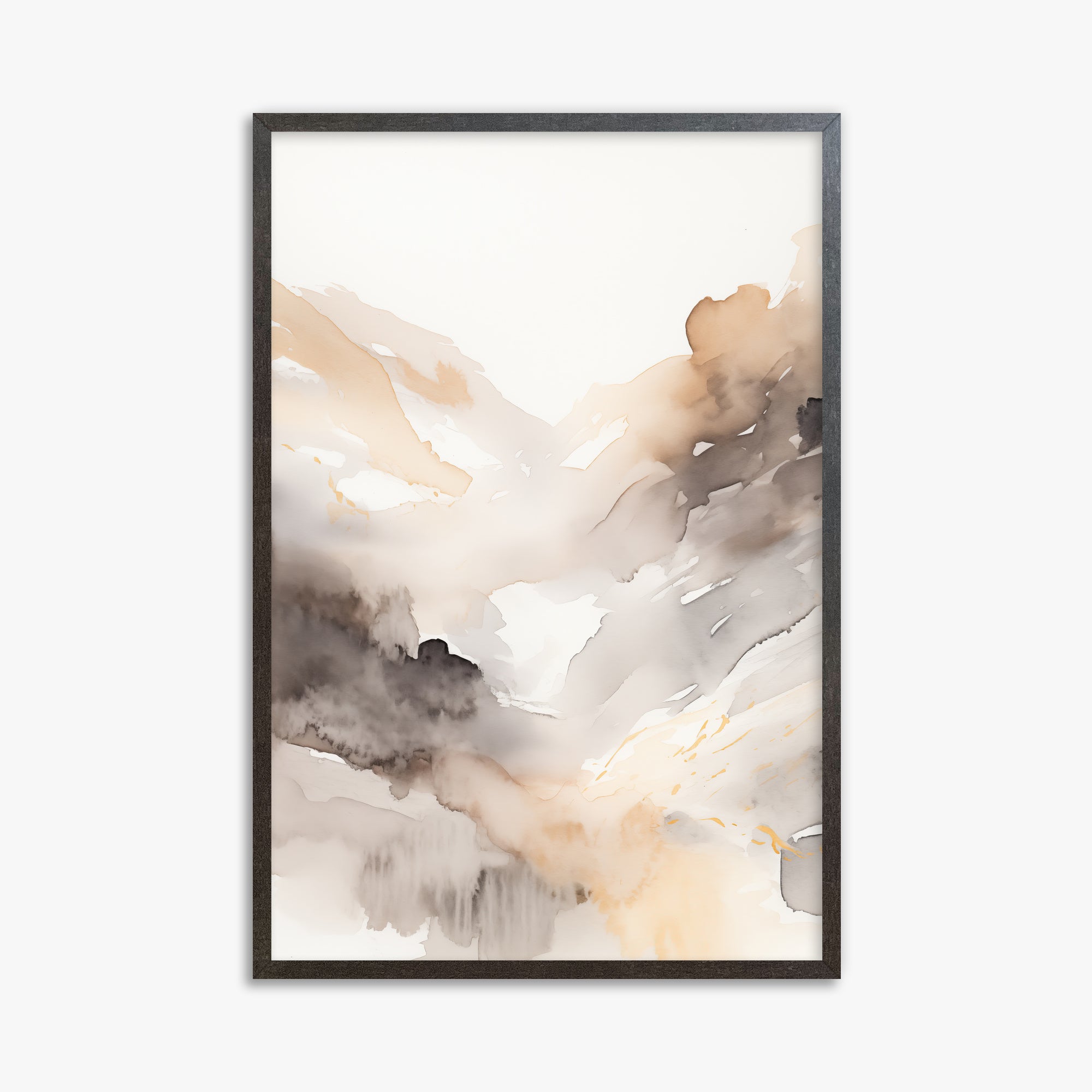 Misty Mountain Veil, 61x91cm Framed Art Reproduction With Espresso Frame