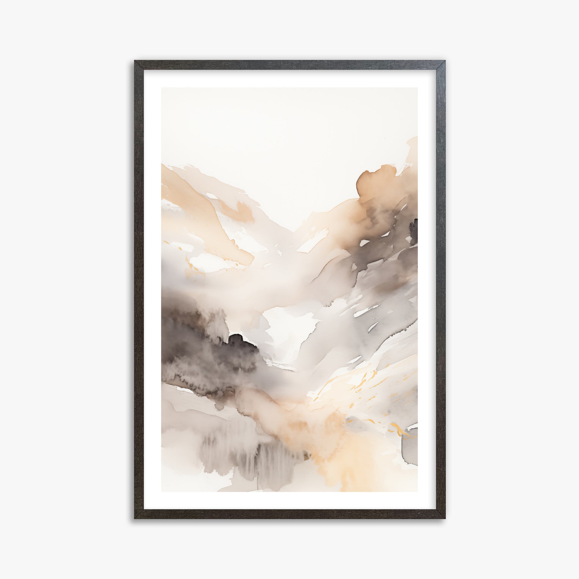 Misty Mountain Veil, 61x91cm Framed Art Reproduction With Espresso Frame