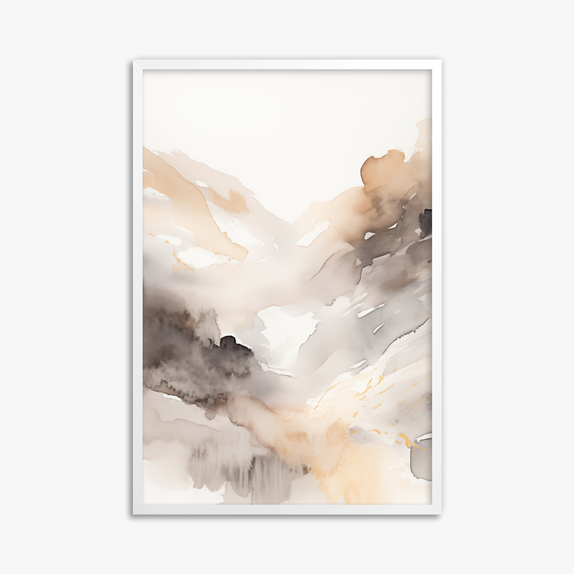 Misty Mountain Veil, 61x91cm Framed Poster With White Frame