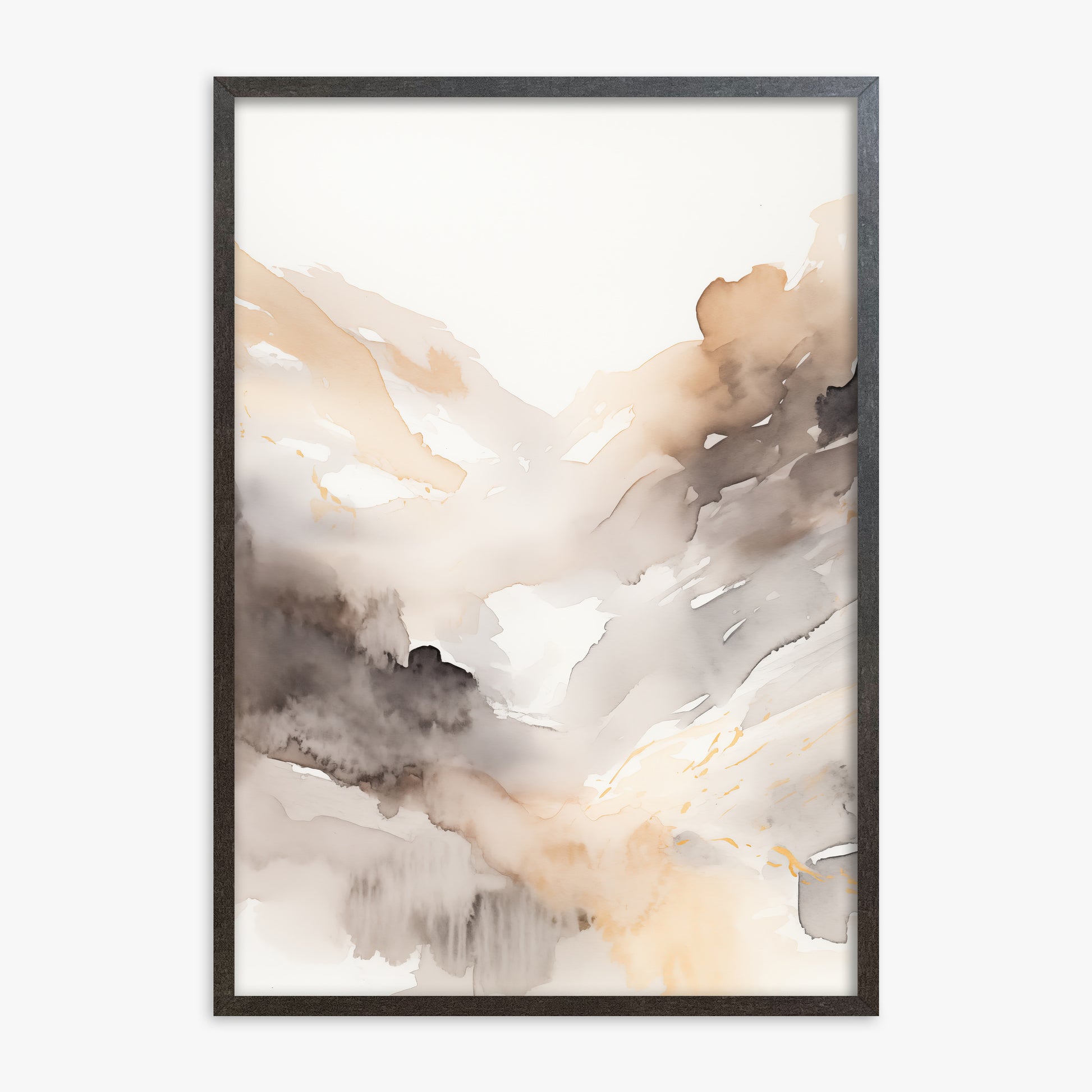 Misty Mountain Veil, 70x100cm Framed Art Reproduction With Espresso Frame