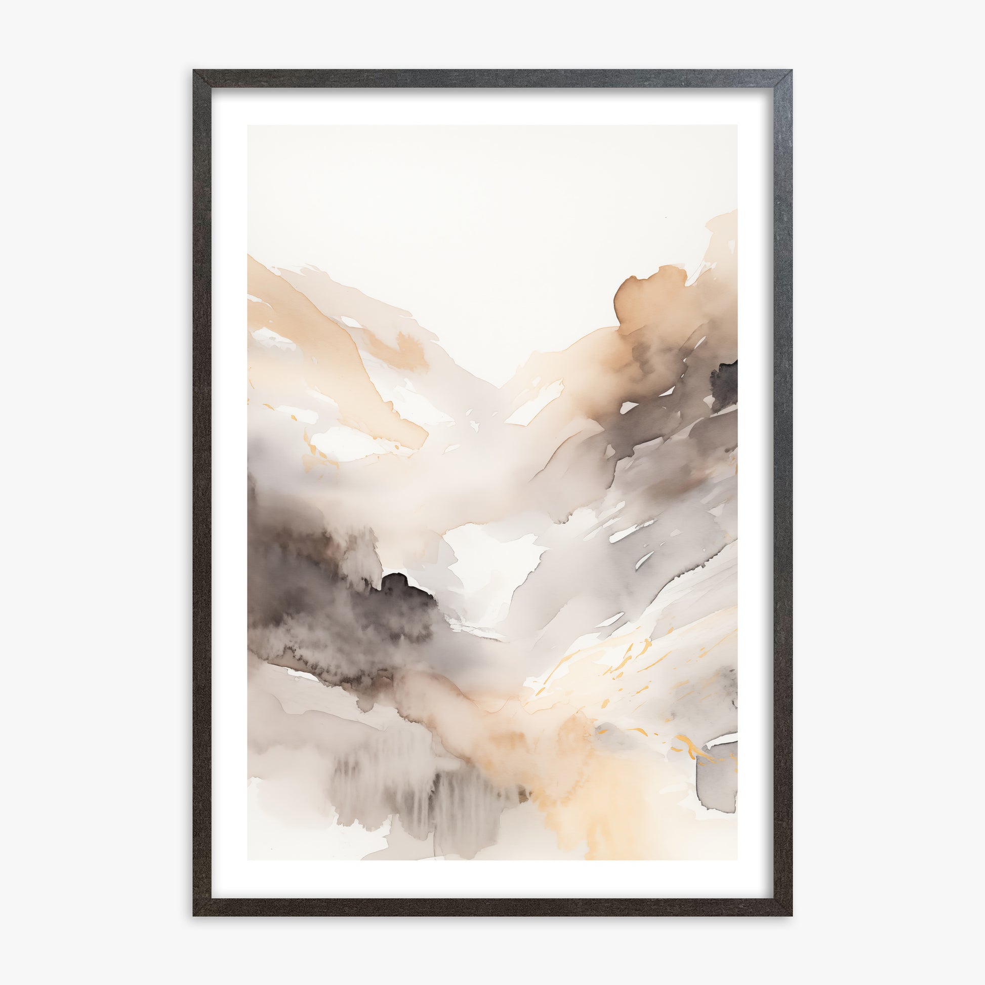 Misty Mountain Veil, 70x100cm Framed Art Reproduction With Espresso Frame