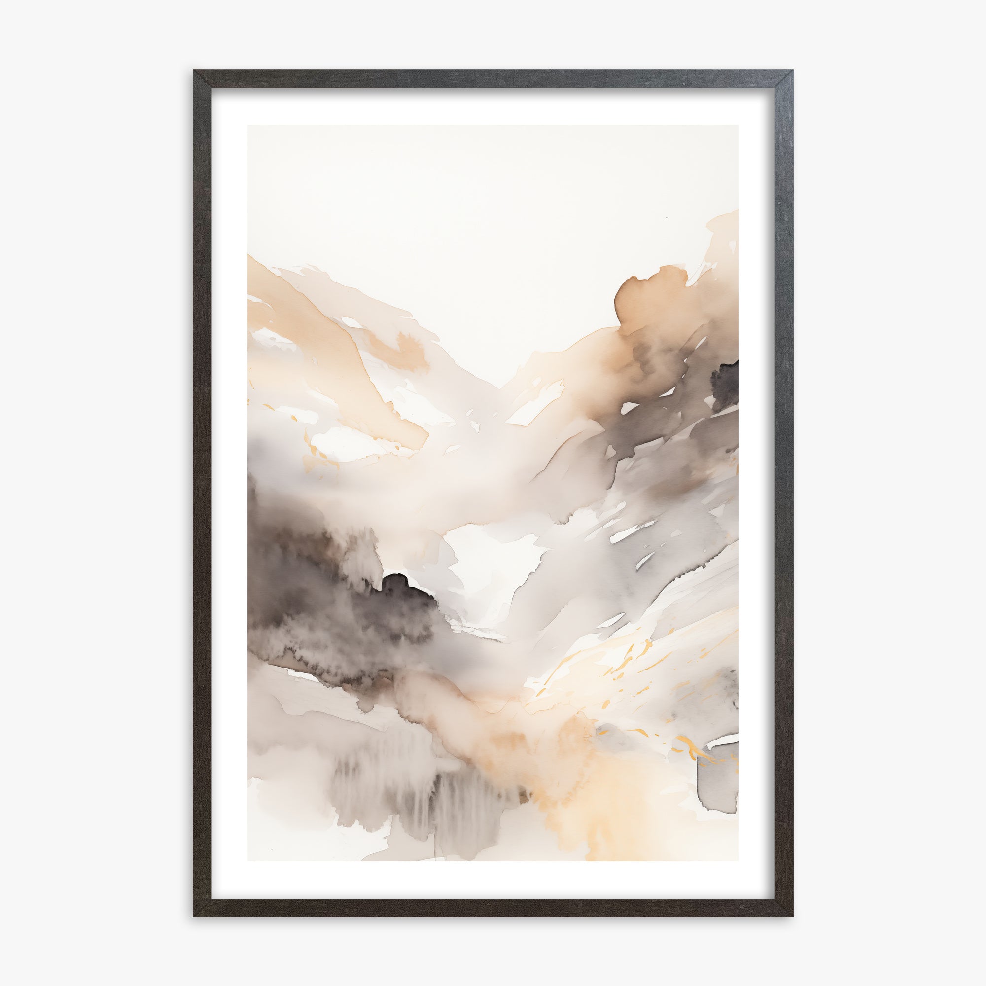 Misty Mountain Veil, 70x100cm Framed Art Reproduction With Espresso Frame