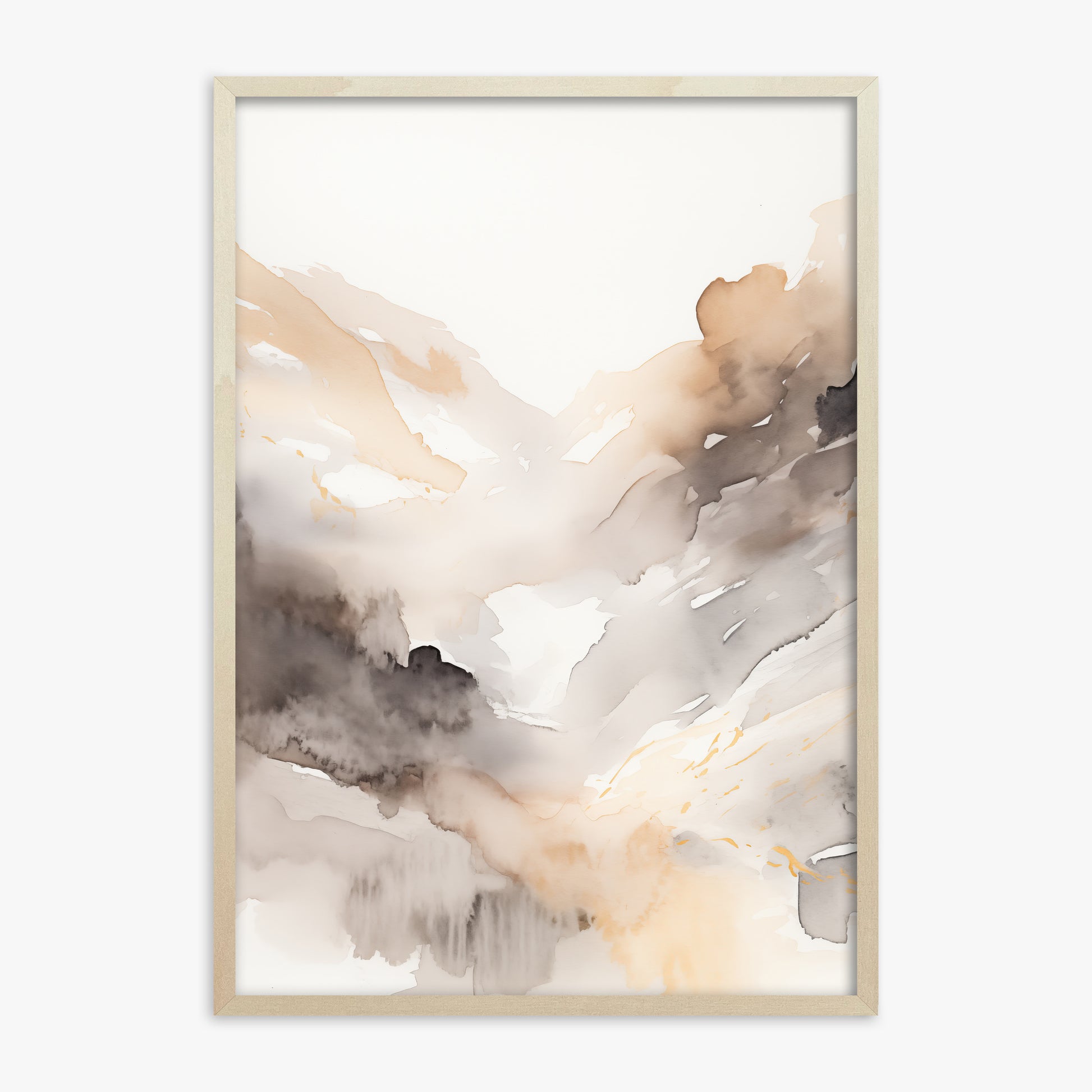 Misty Mountain Veil, 70x100cm Framed Art Reproduction With Lime Wood Frame