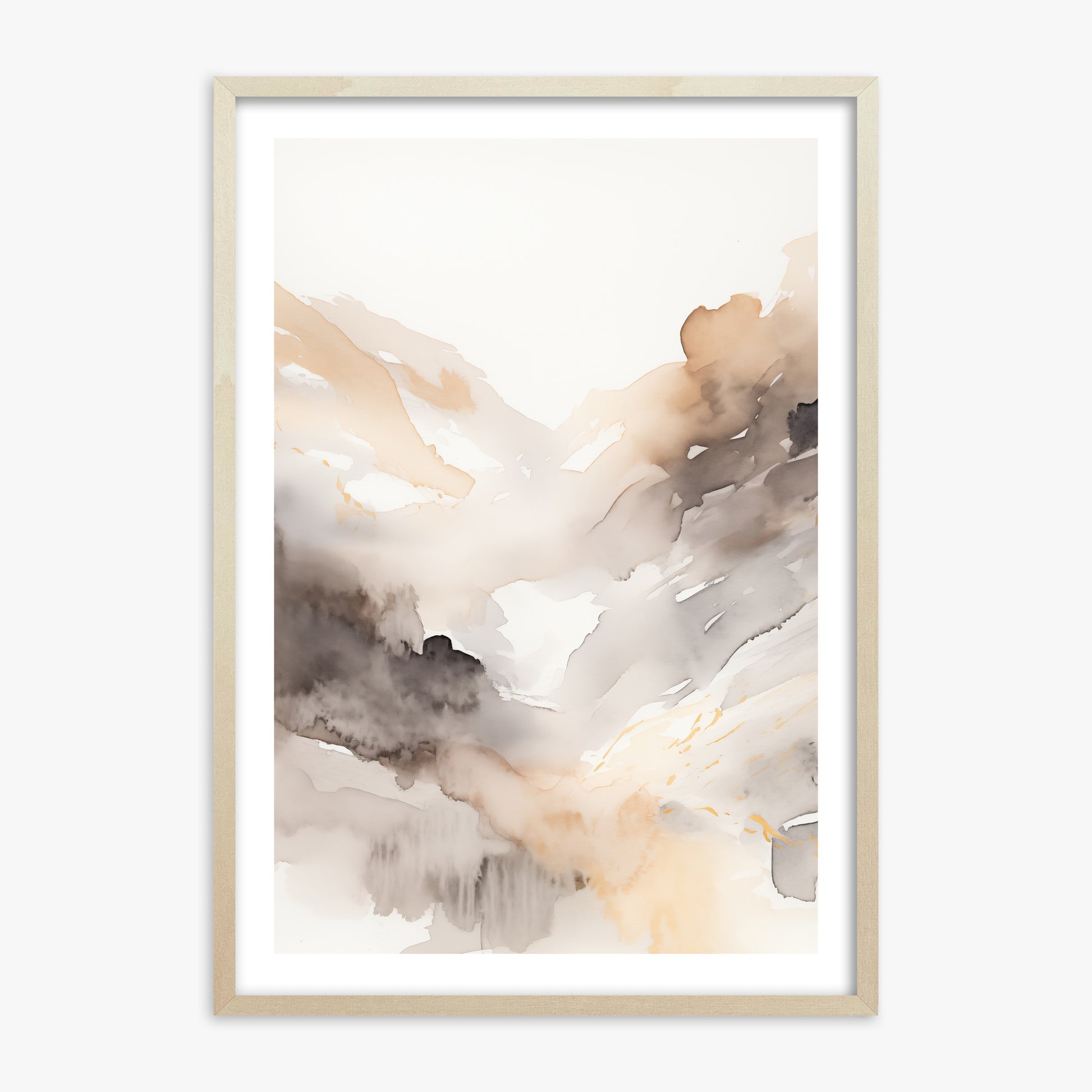 Misty Mountain Veil, 70x100cm Framed Art Reproduction With Lime Wood Frame