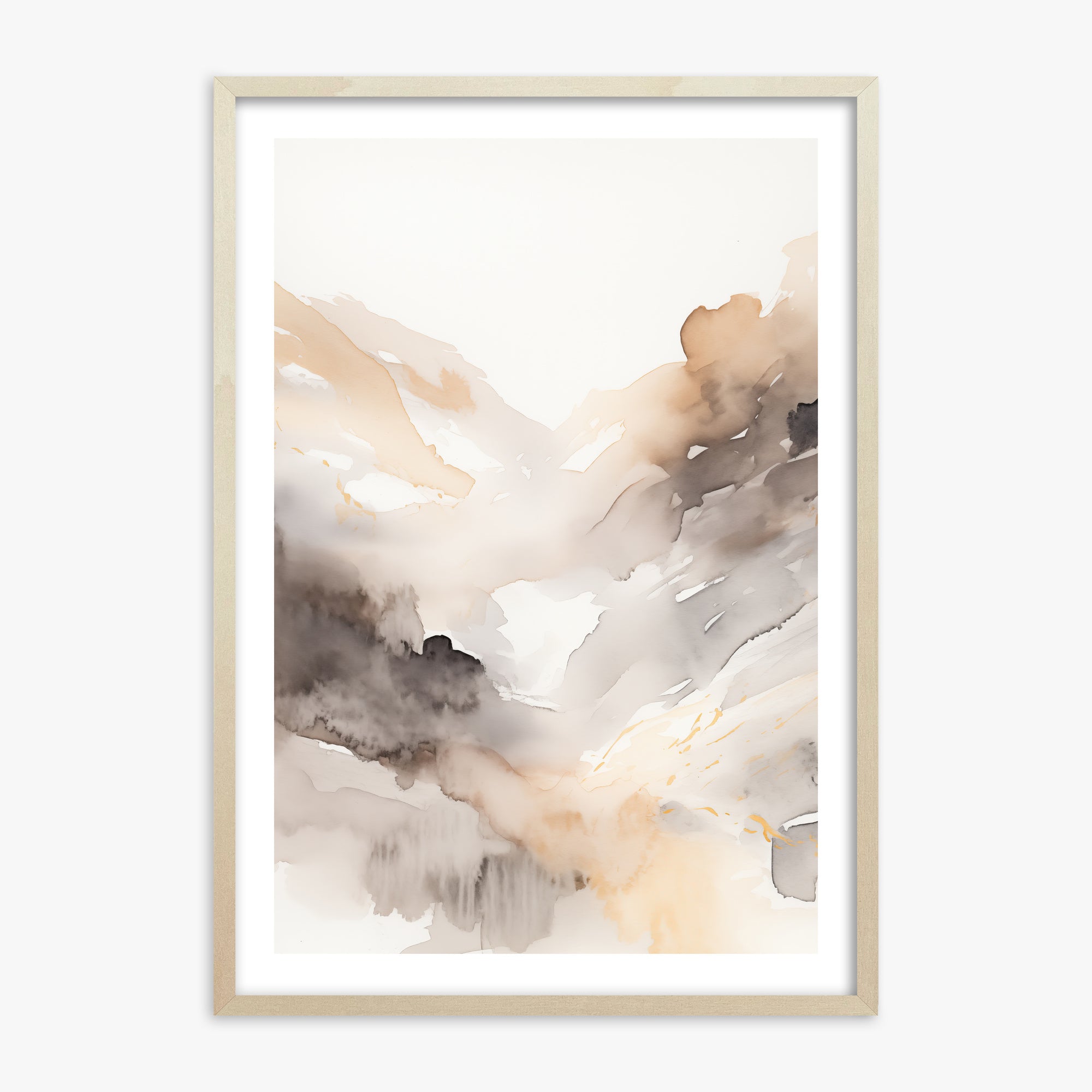 Misty Mountain Veil, 70x100cm Framed Art Reproduction With Lime Wood Frame