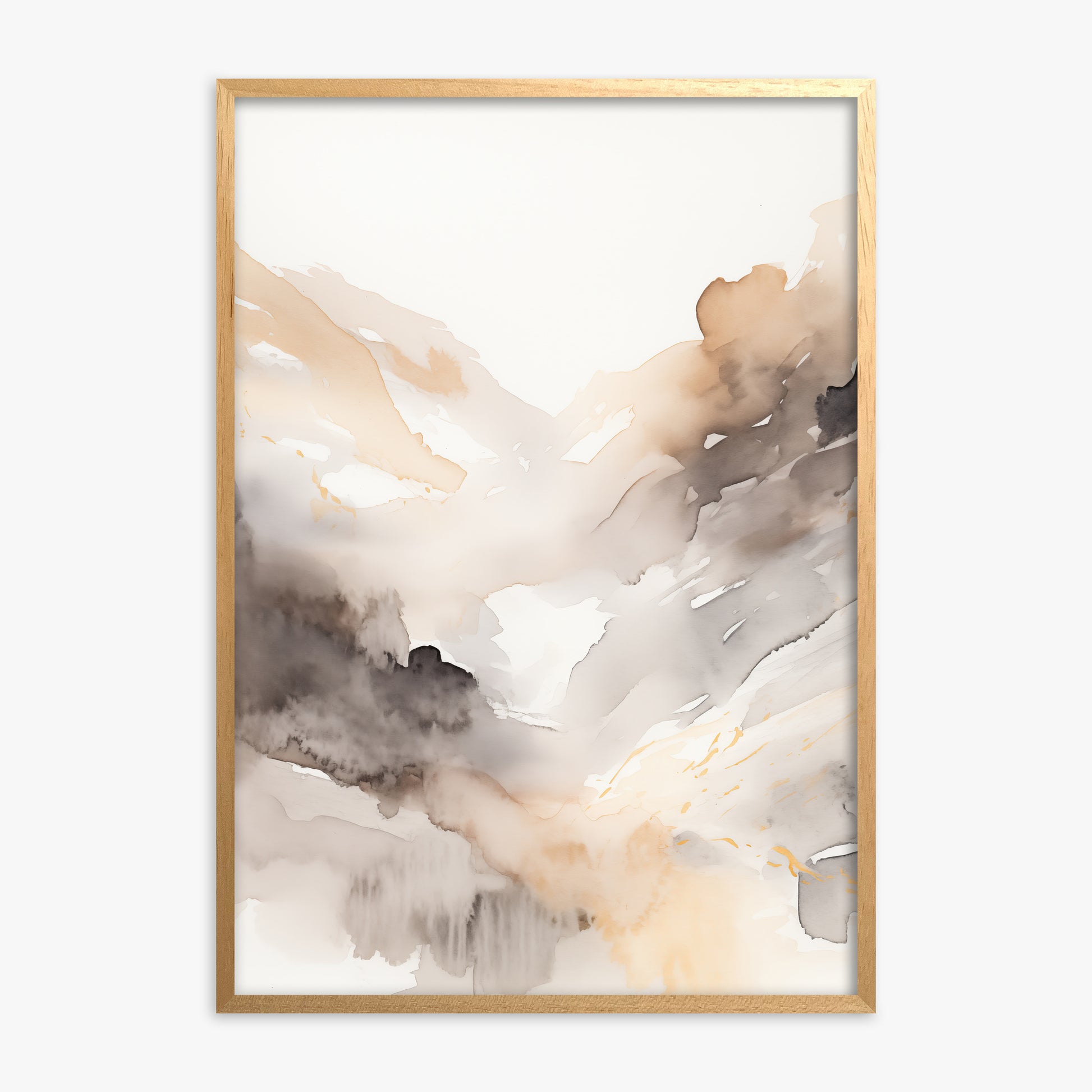 Misty Mountain Veil, Oak Framed Poster With Oak Frame