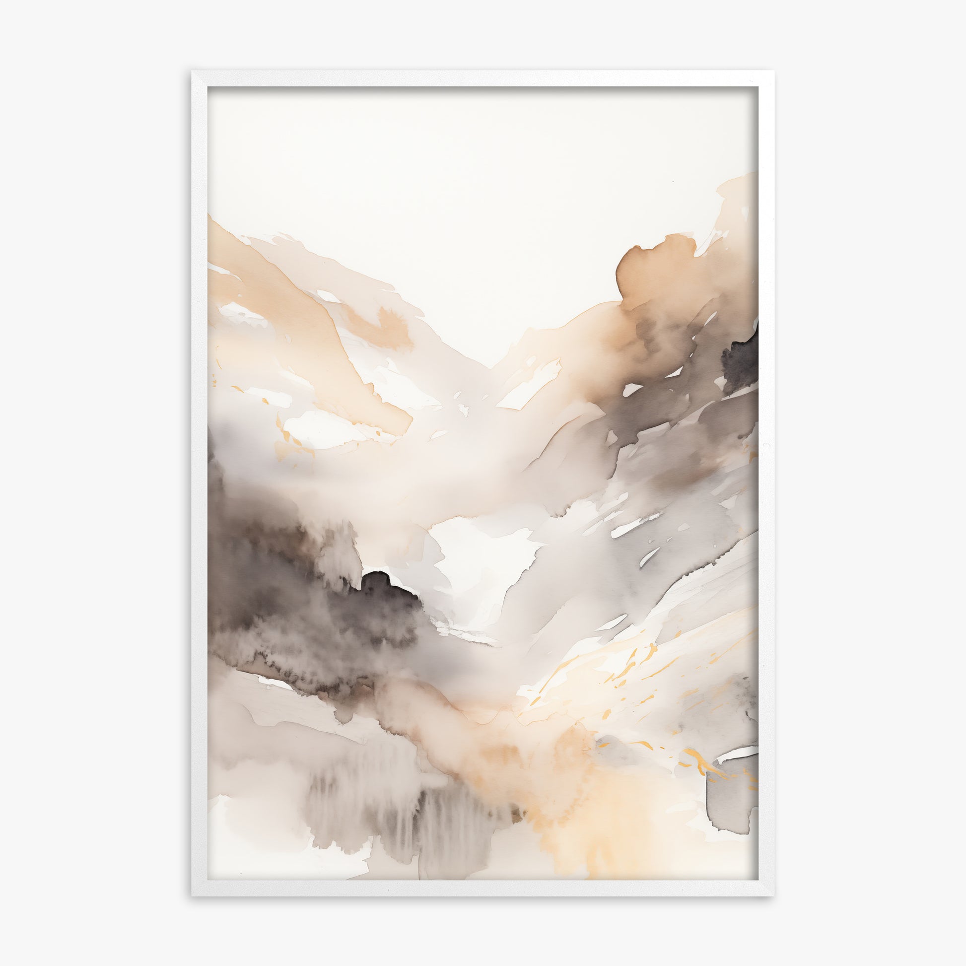 Misty Mountain Veil, White Framed Poster With White Frame