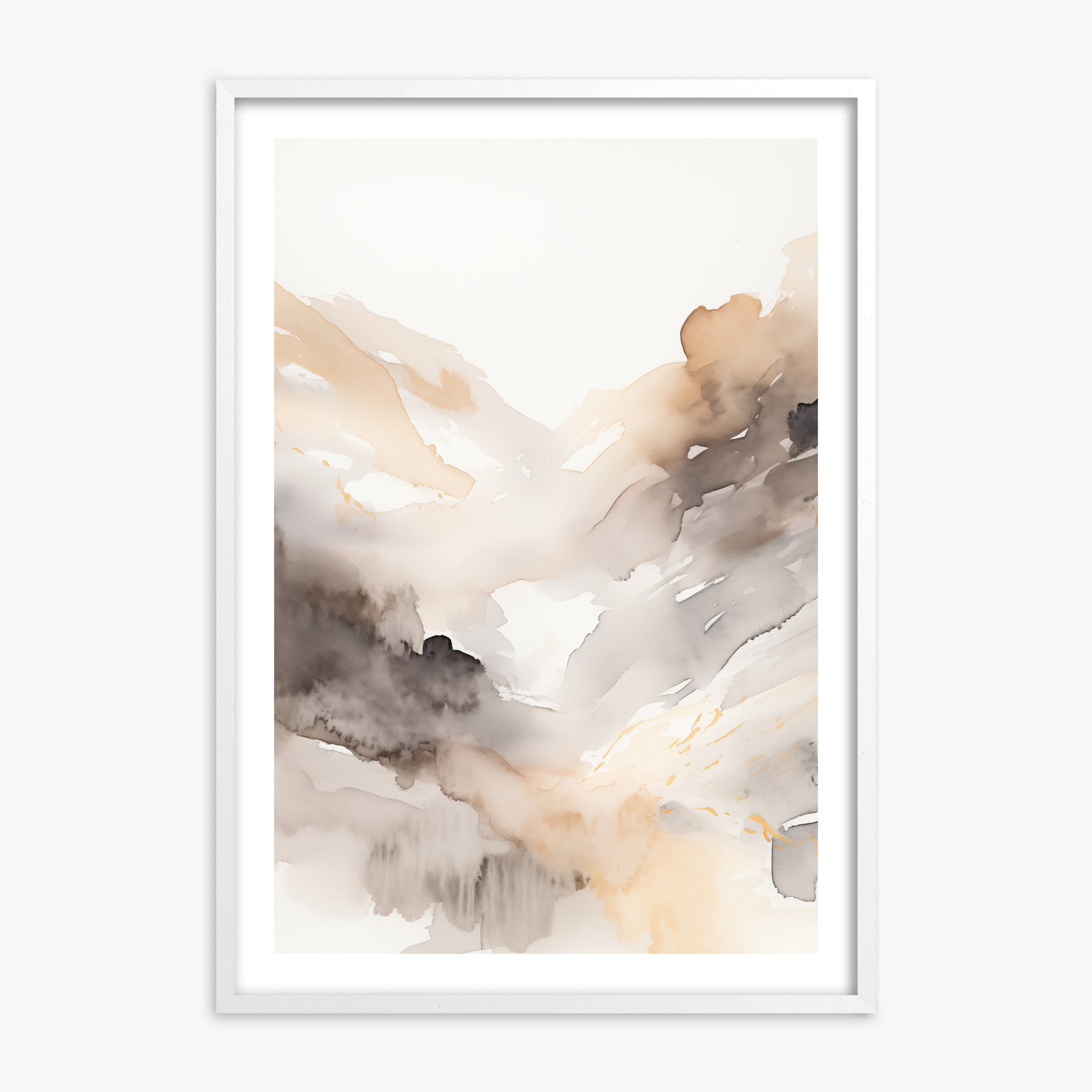 Misty Mountain Veil, White Framed Poster With White Frame