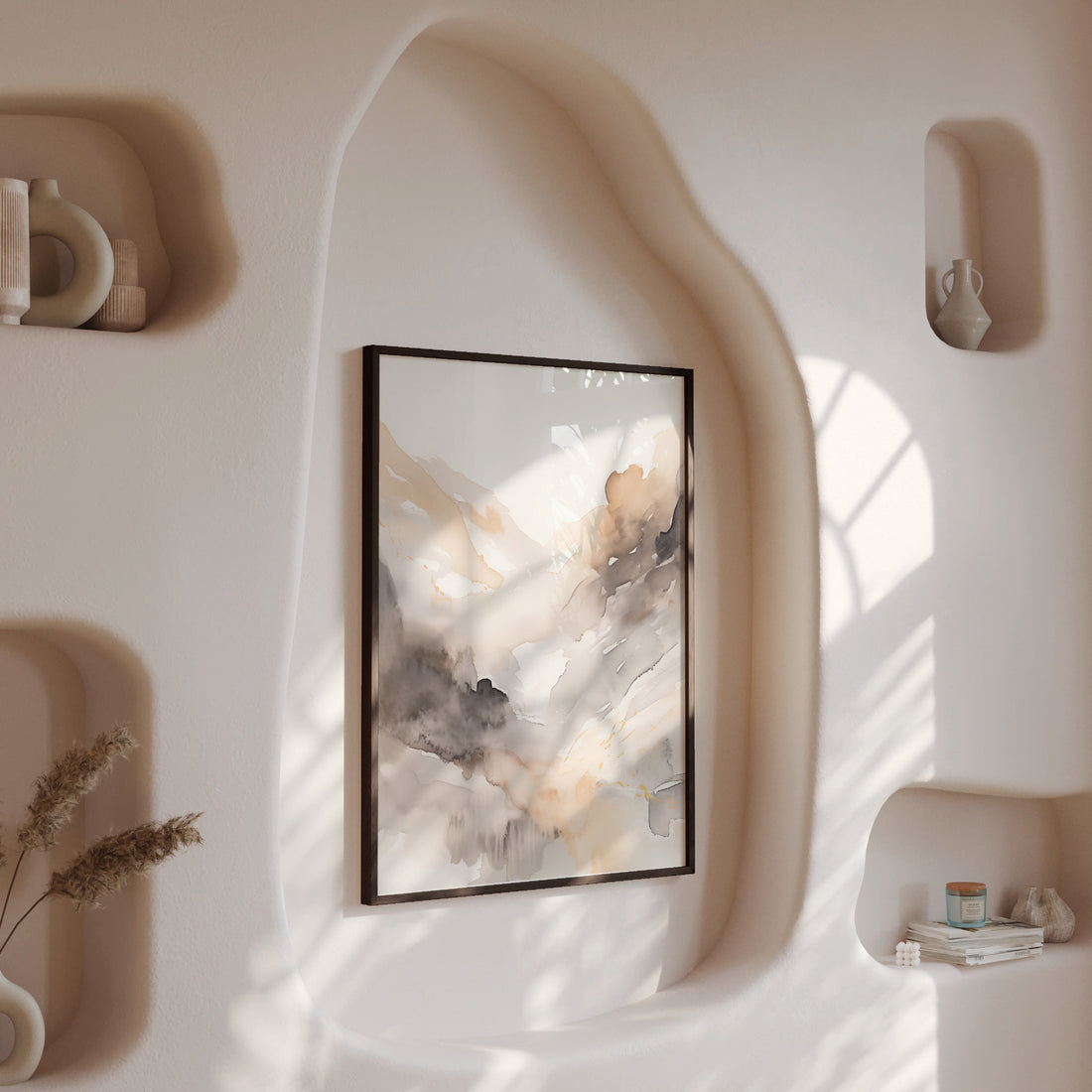Misty Mountain Veil, 50x70cm Framed Poster With Black Frame