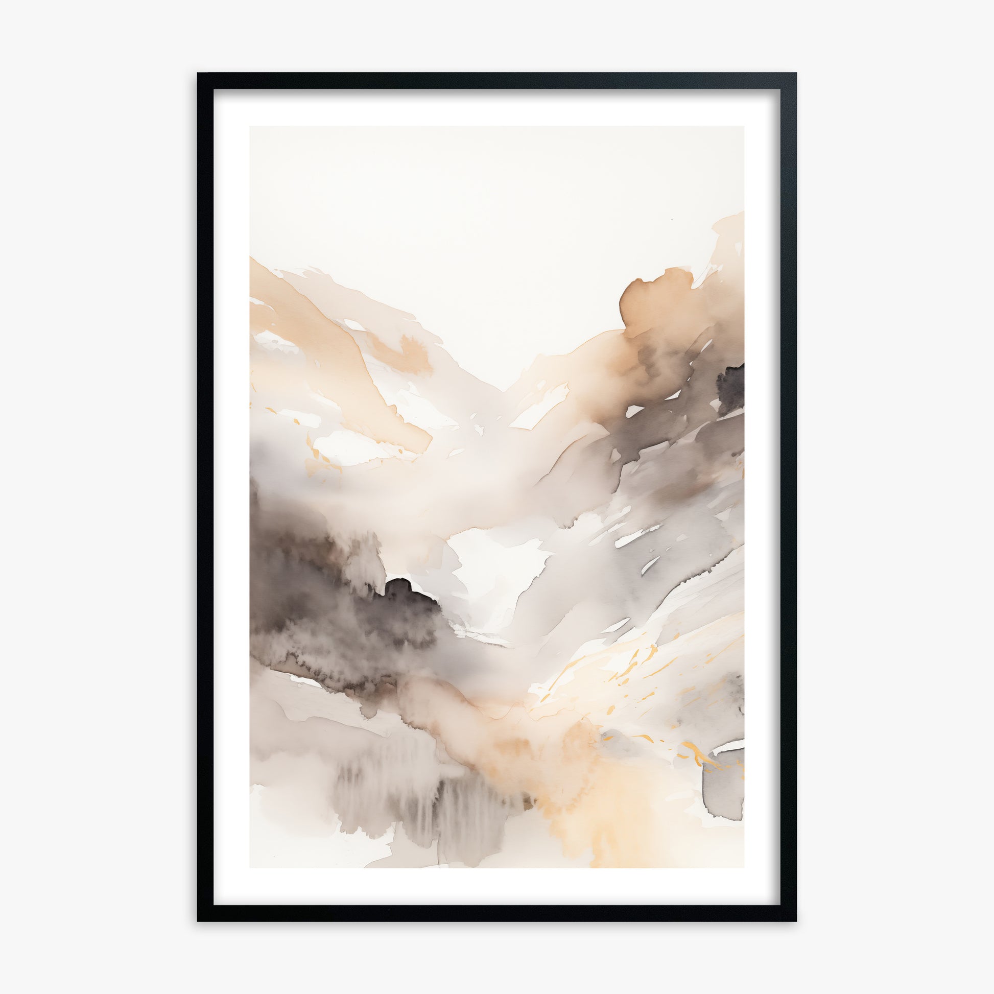 Misty Mountain Veil, 70x100cm Black Framed Art Reproduction