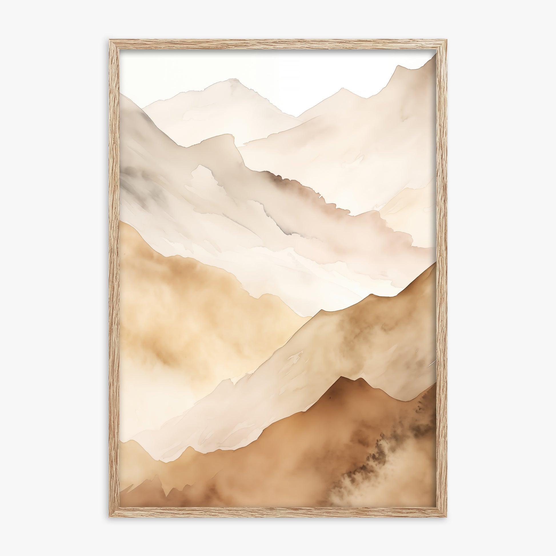 Layered Horizon, 70x100cm Framed Art Reproduction With Raw Oak Frame