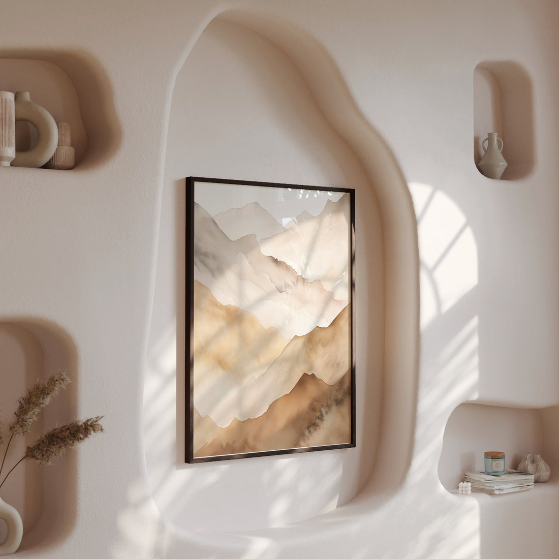 Layered Horizon, 50x70cm Framed Poster With Black Frame