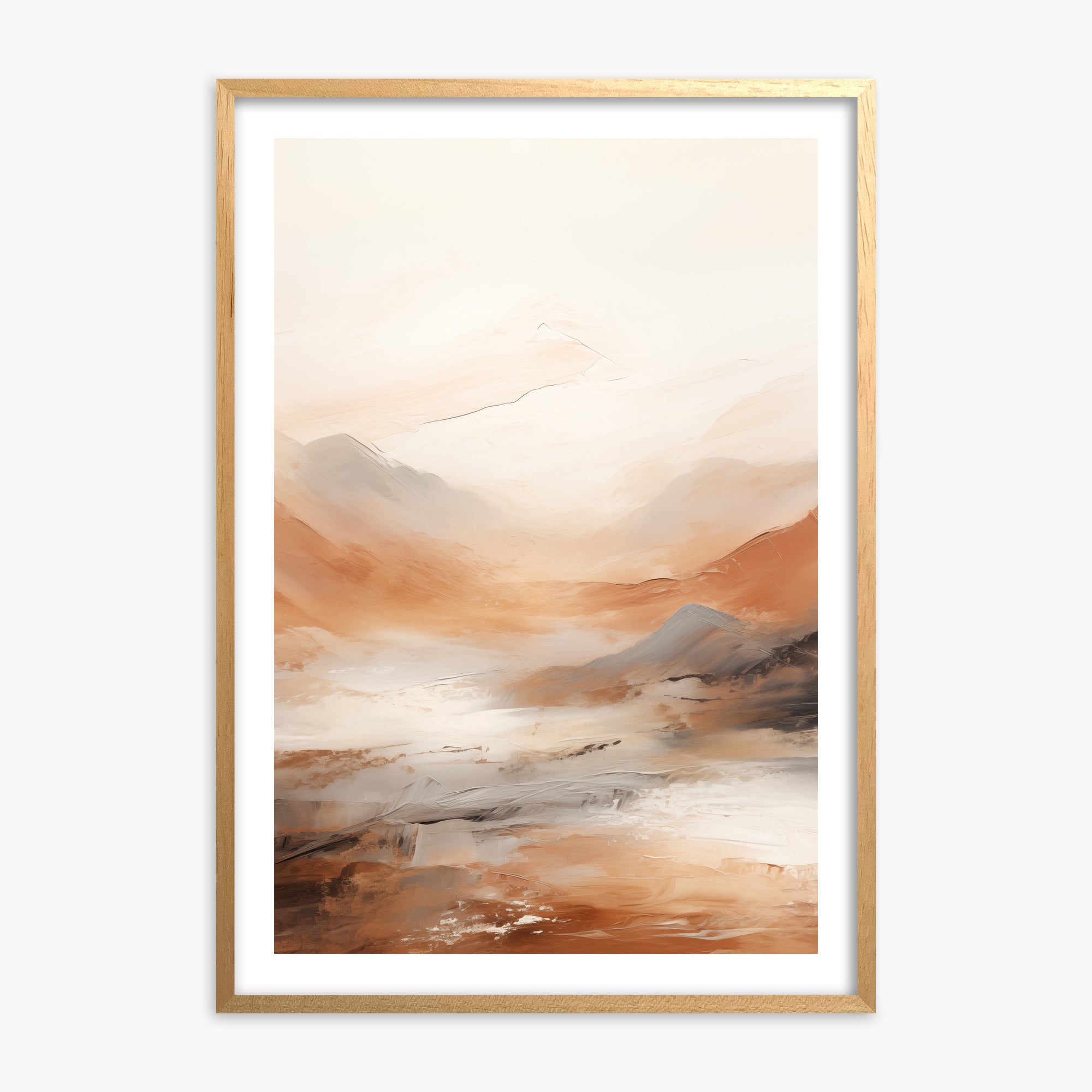 Desert Mirage Valley, Oak Framed Poster With Oak Frame