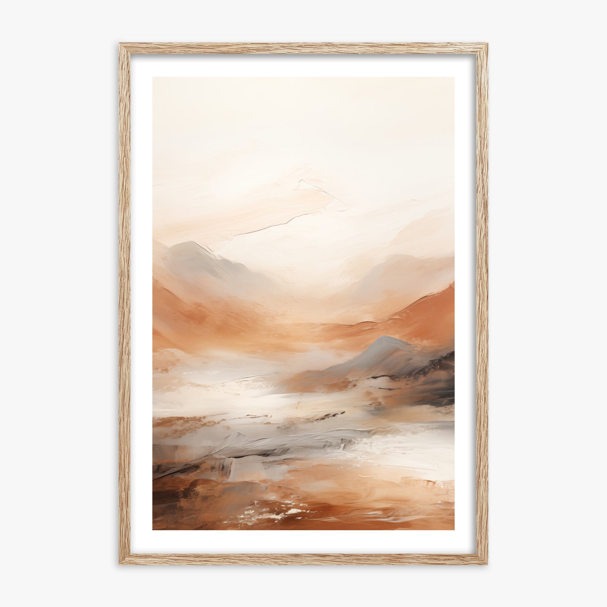 Desert Mirage Valley, 70x100cm Framed Art Reproduction With Raw Oak Frame