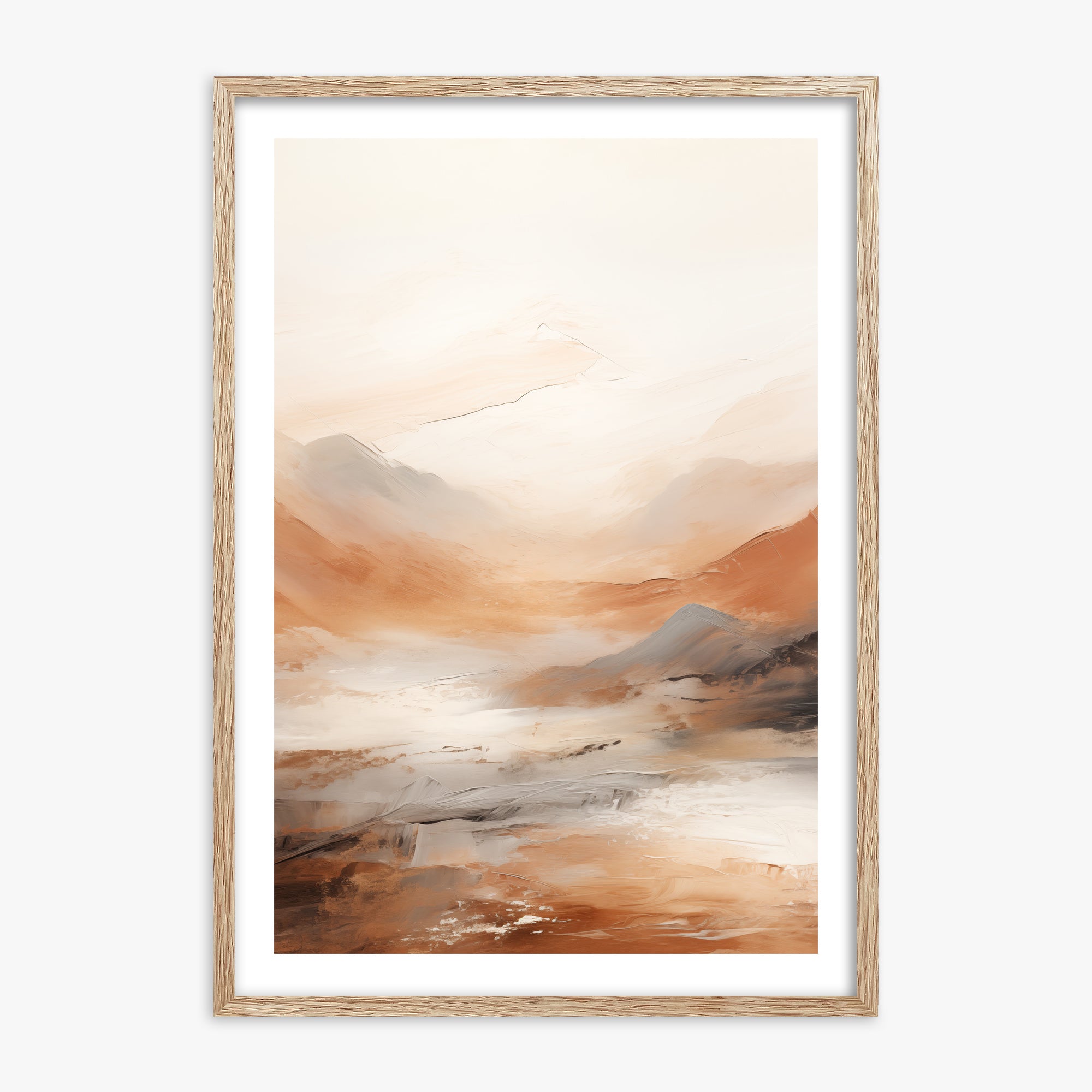 Desert Mirage Valley, 70x100cm Framed Art Reproduction With Raw Oak Frame