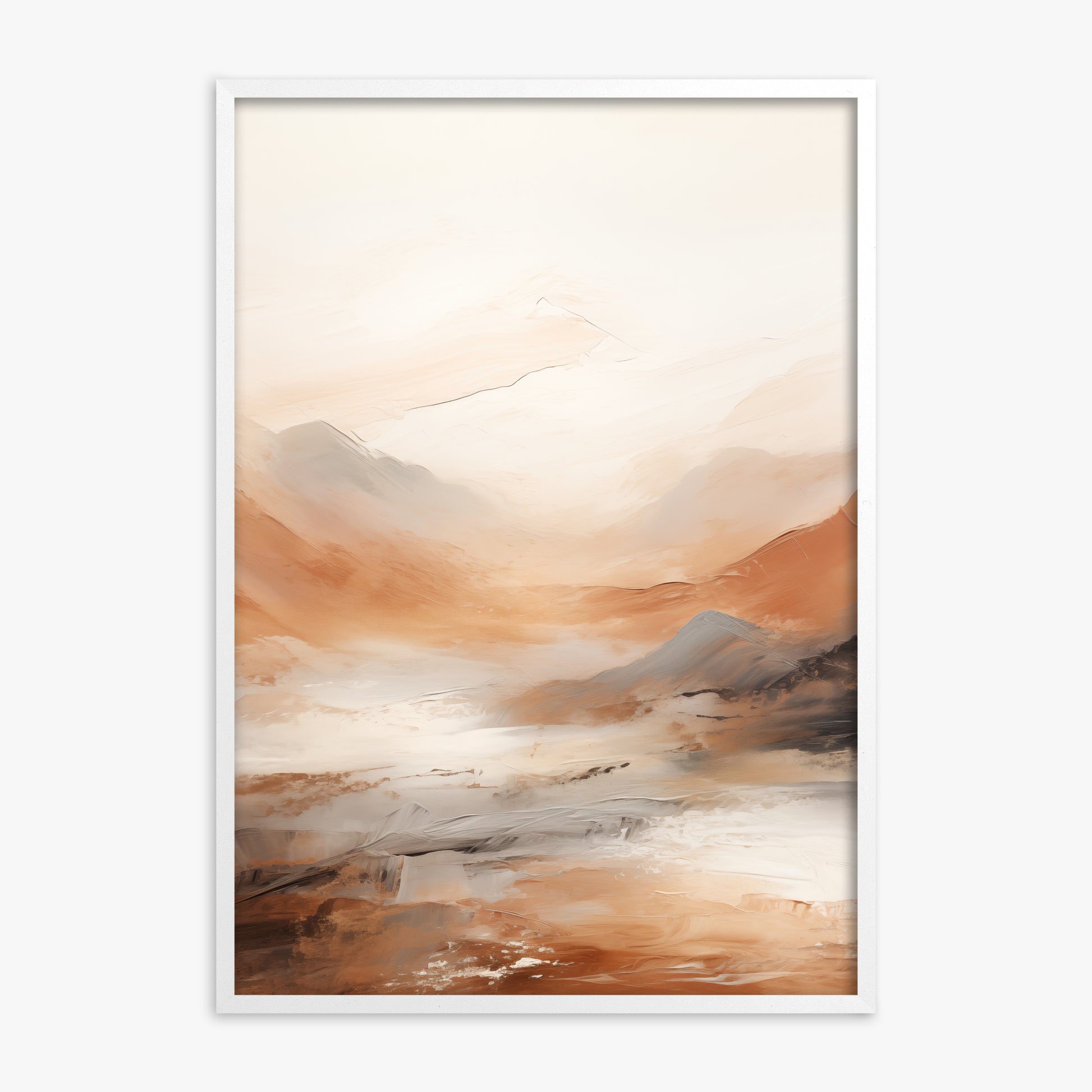 Desert Mirage Valley, White Framed Poster With White Frame
