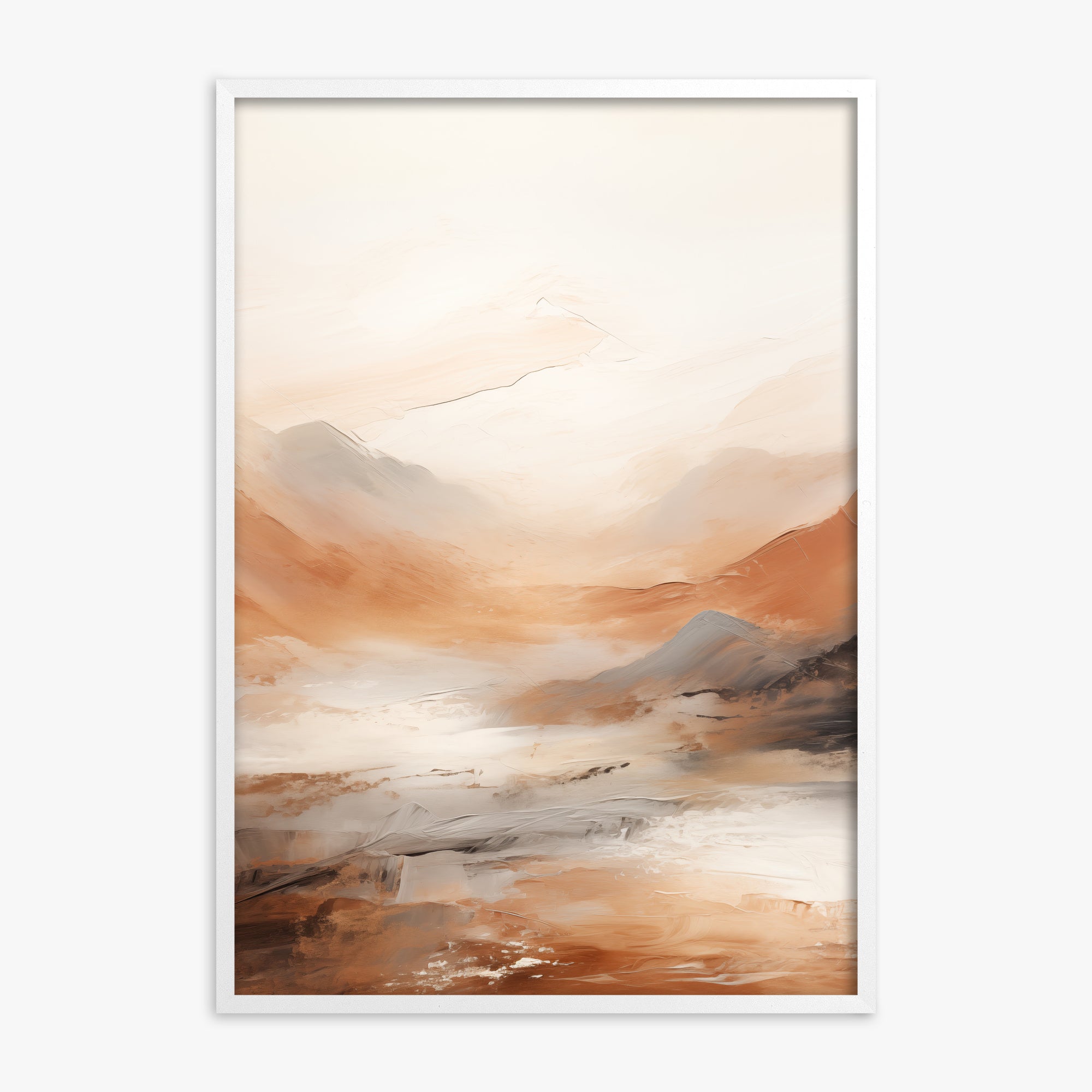 Desert Mirage Valley, White Framed Poster With White Frame