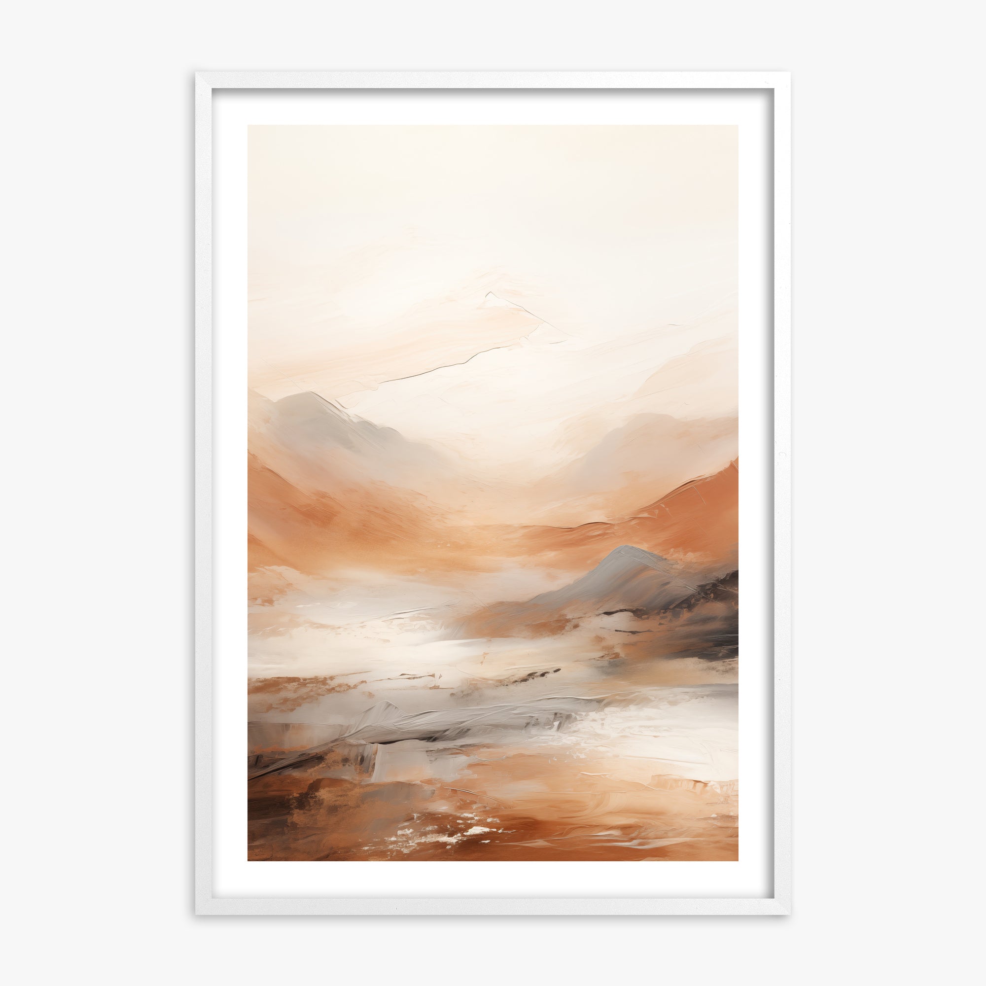 Desert Mirage Valley, White Framed Poster With White Frame