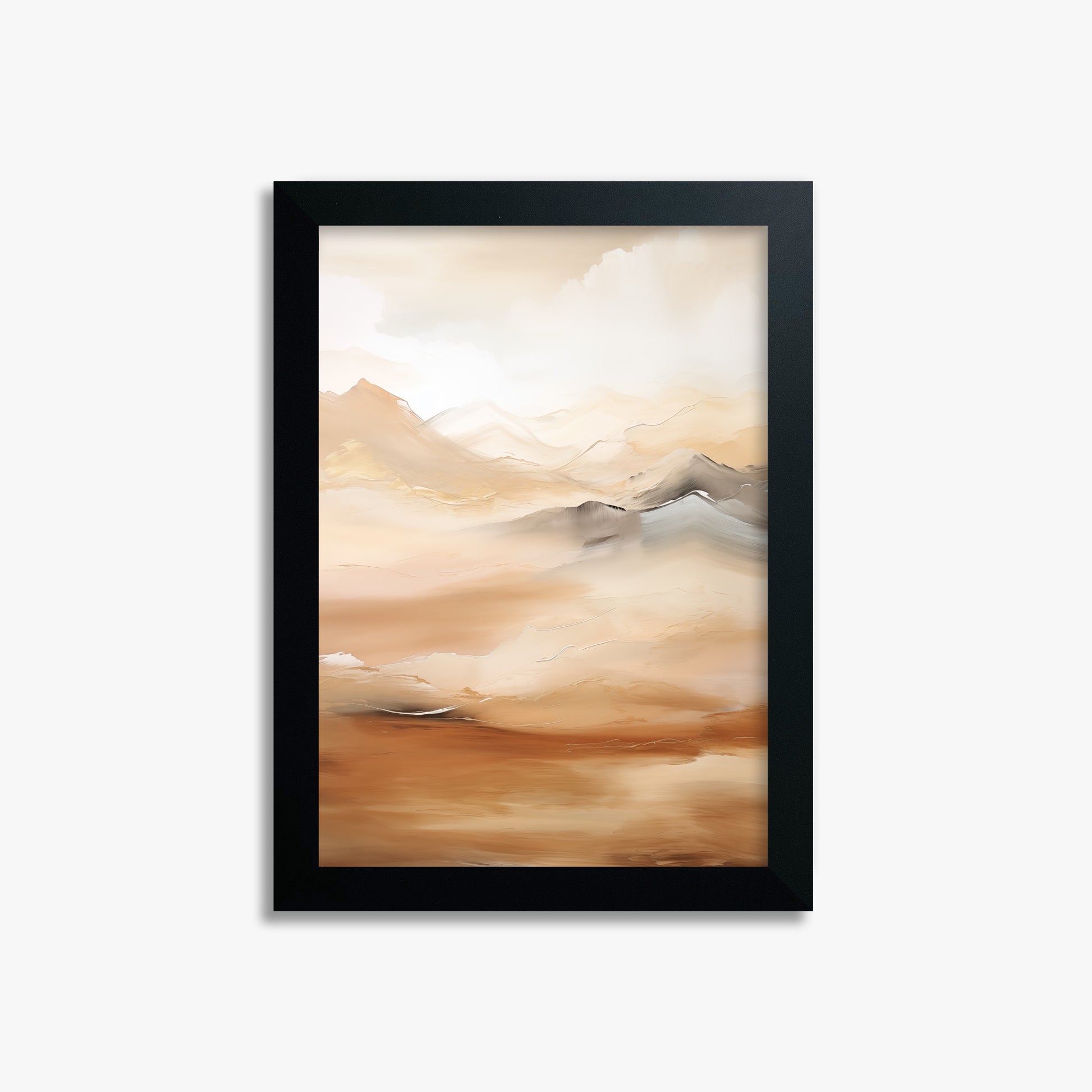 Desert Mirage Mountains, 21x30cm Framed Poster With Black Frame