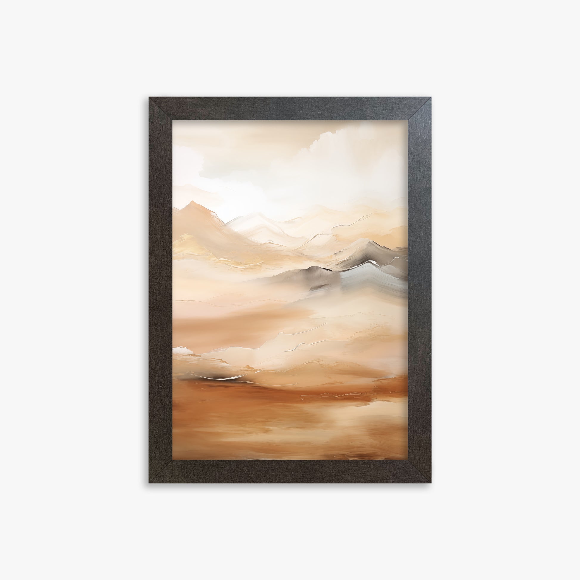 Desert Mirage Mountains, 21x30cm Framed Art Reproduction With Espresso Frame