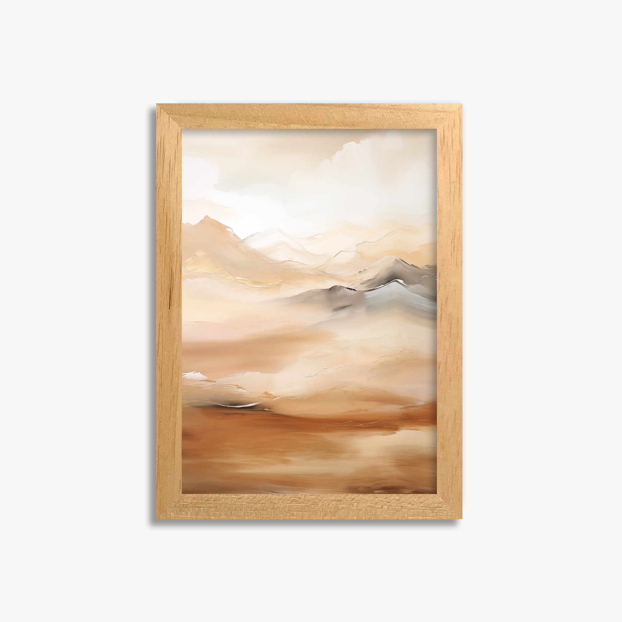 Desert Mirage Mountains, 21x30cm Framed Poster With Oak Frame