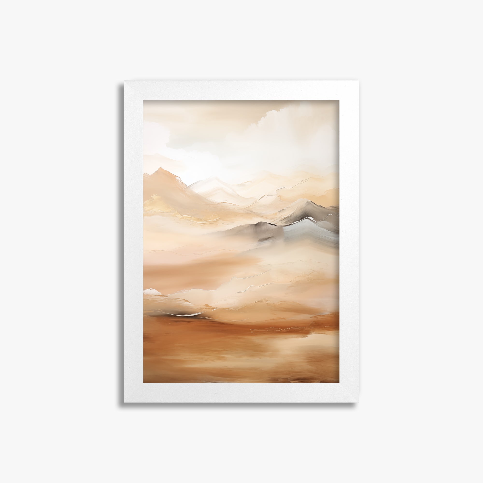 Desert Mirage Mountains, 21x30cm Framed Poster With White Frame