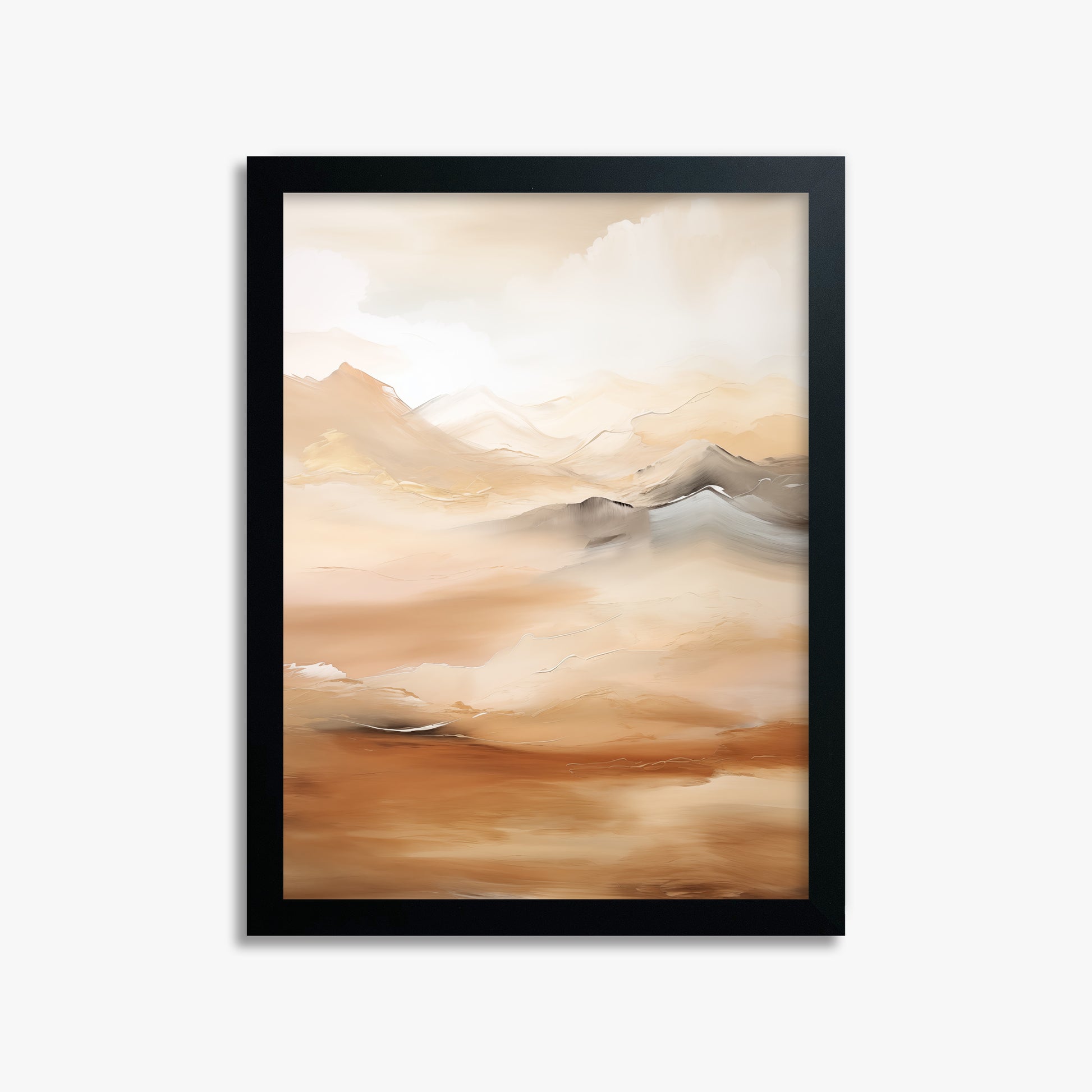 Desert Mirage Mountains, 30x40cm Framed Poster With Black Frame