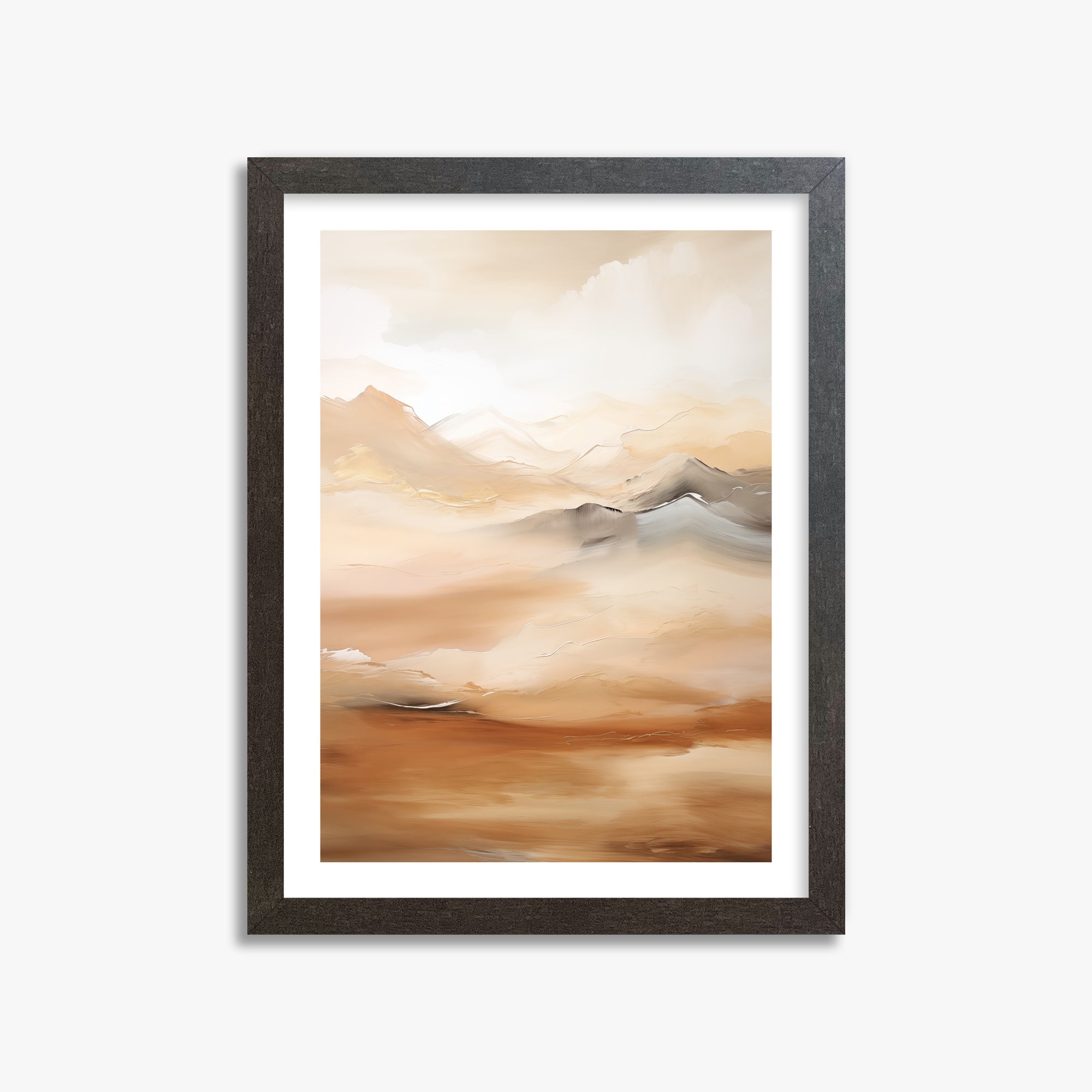 Desert Mirage Mountains, 30x40cm Framed Art Reproduction With Espresso Frame