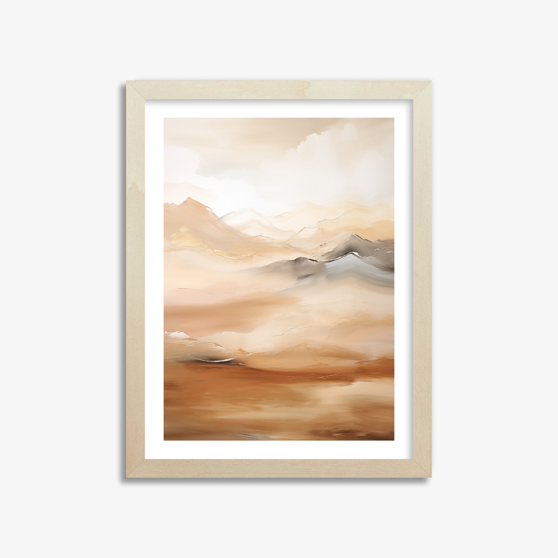 Desert Mirage Mountains, 30x40cm Framed Art Reproduction With Lime Wood Frame