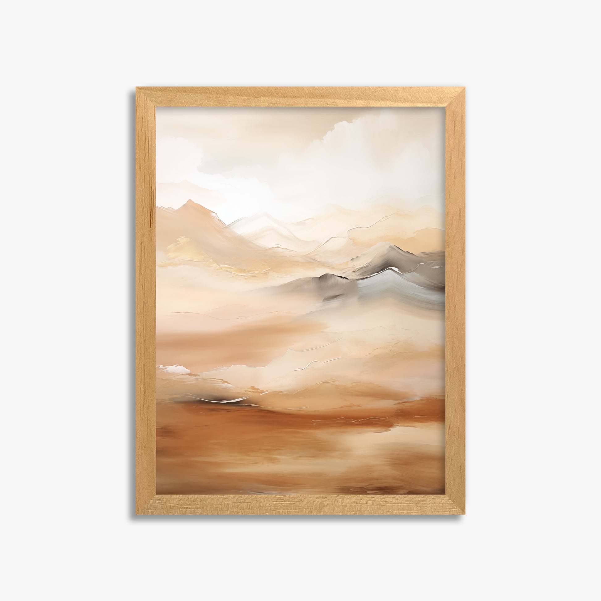 Desert Mirage Mountains, 30x40cm Framed Poster With Oak Frame