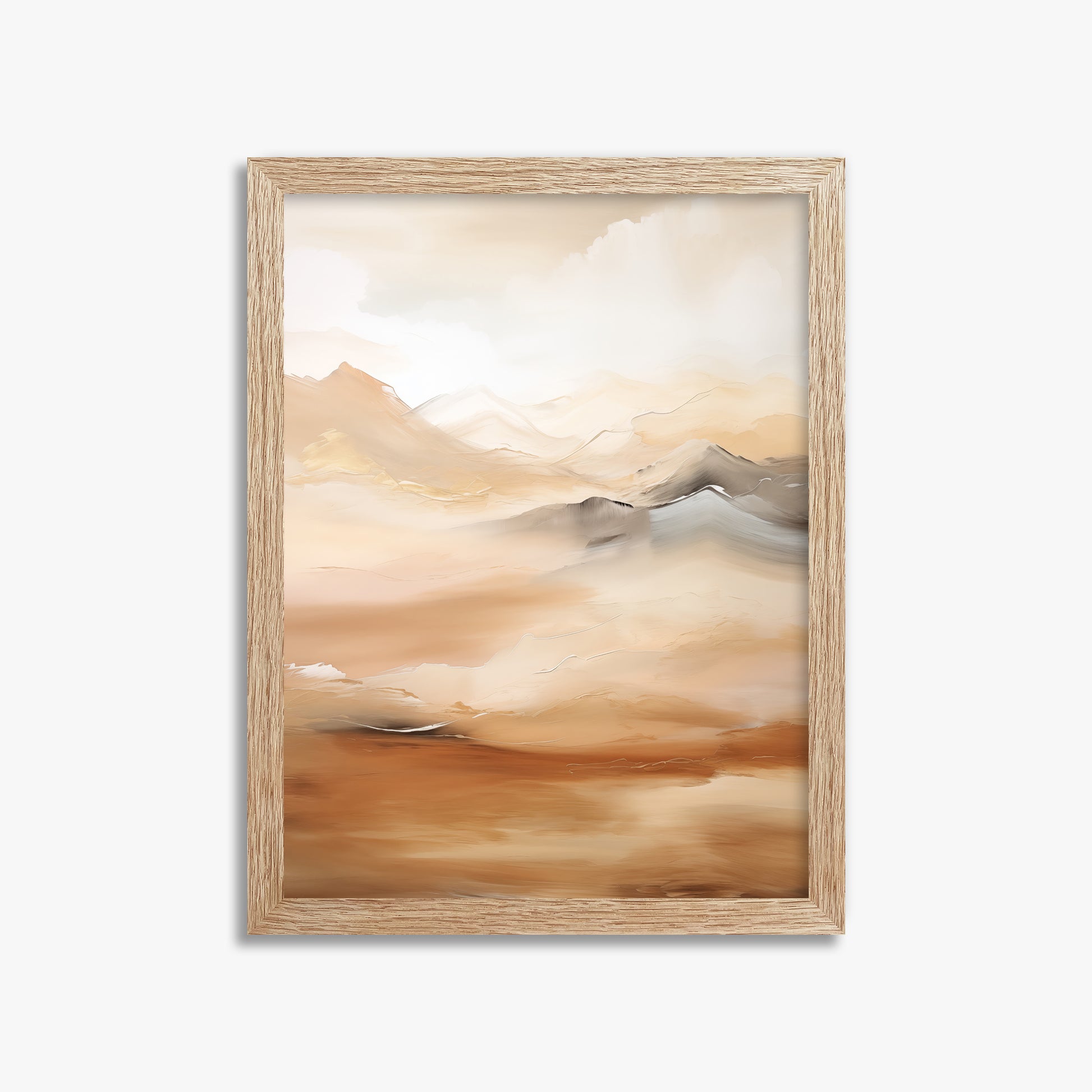 Desert Mirage Mountains, 30x40cm Framed Art Reproduction With Raw Oak Frame