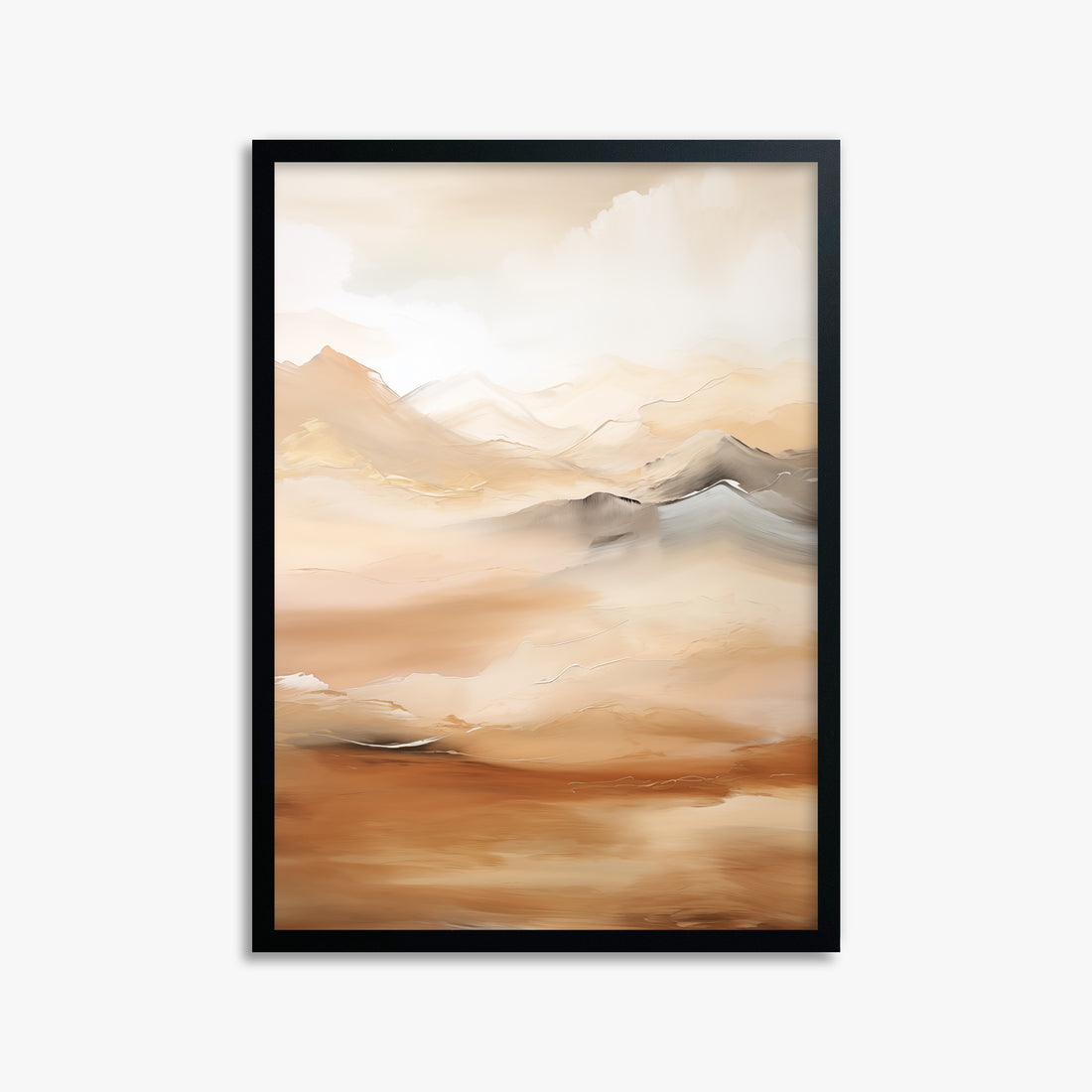 Desert Mirage Mountains, 50x70cm Framed Poster With Black Frame