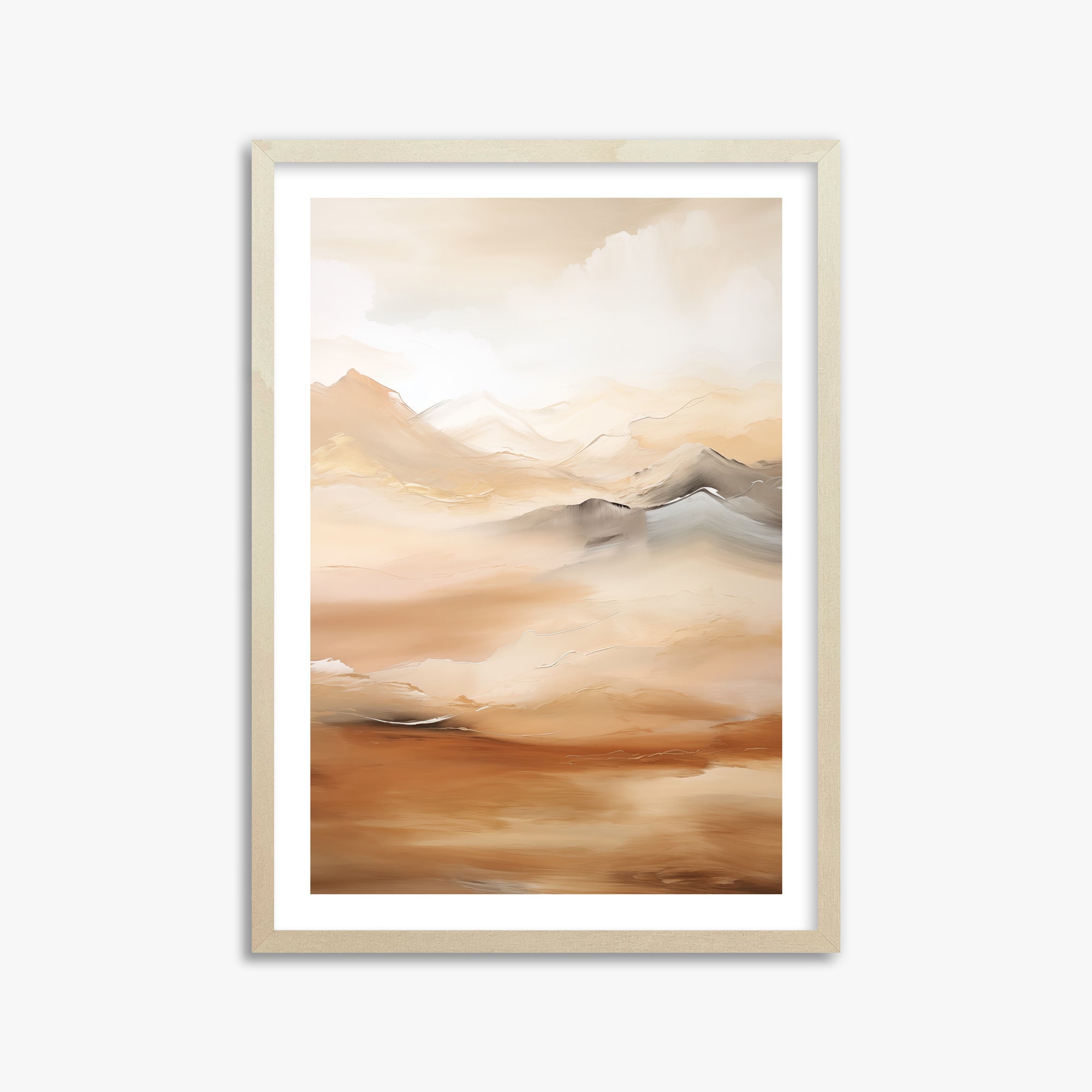 Desert Mirage Mountains, 50x70cm Framed Art Reproduction With Lime Wood Frame