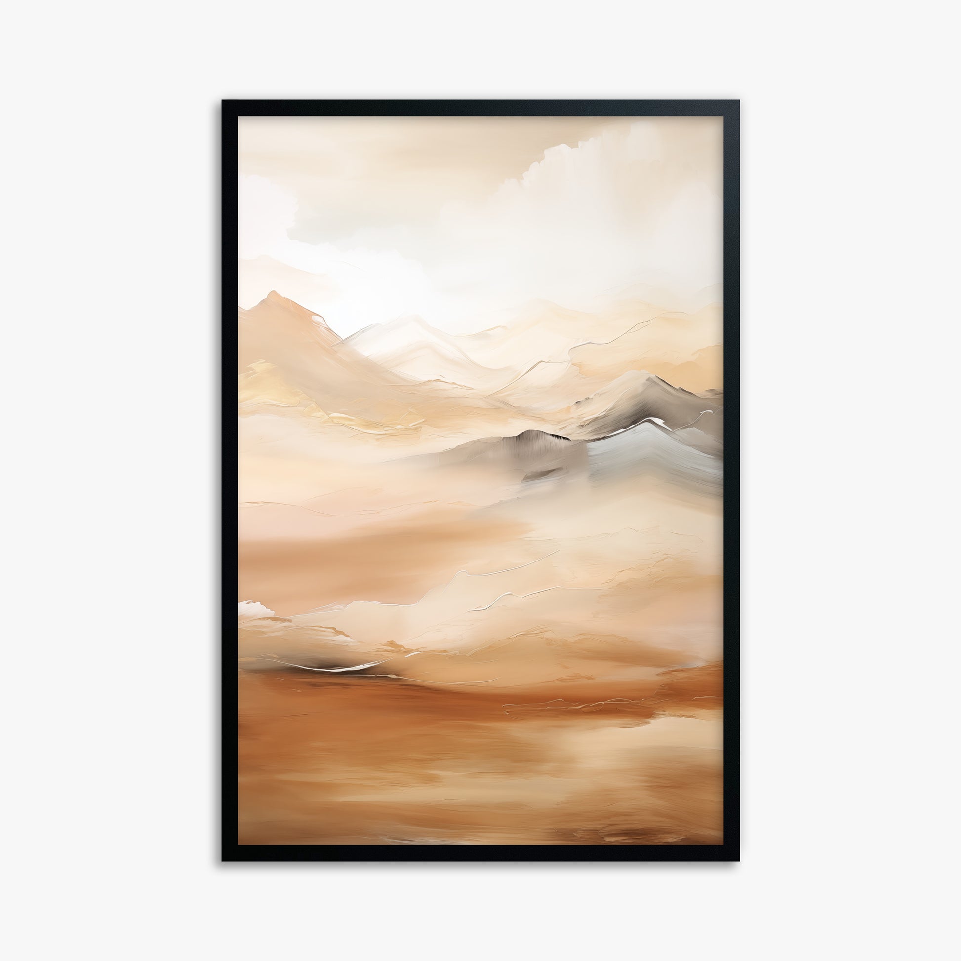 Desert Mirage Mountains, 61x91cm Framed Poster With Black Frame